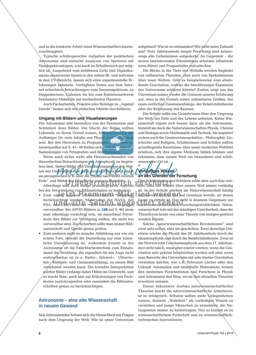 Unser Universum – ein Blick über den Horizont hinaus: Aktuelle astronomische Inhalte und Fachmethoden als Thema des Physikunterrichts Preview 5