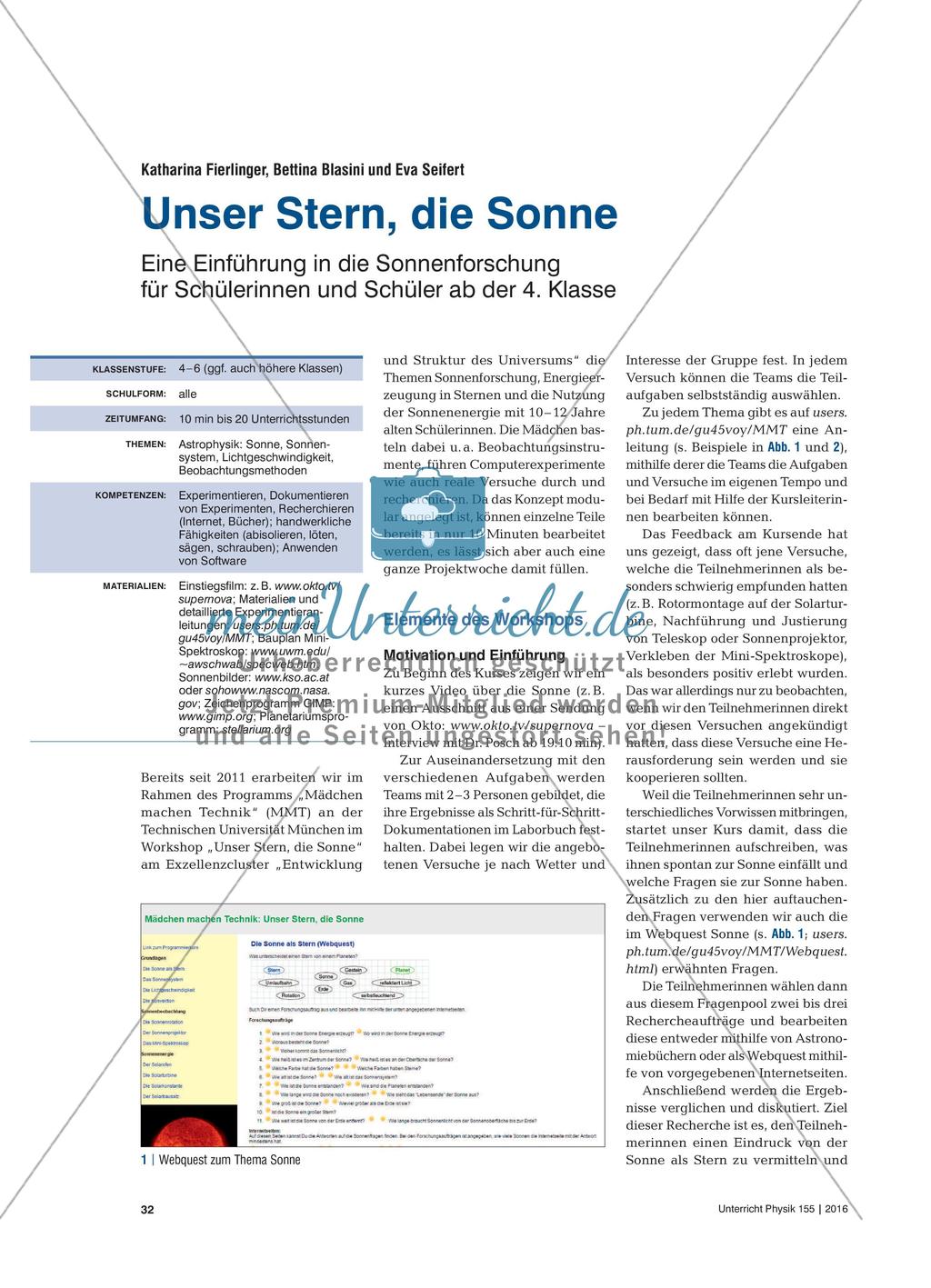 Unser Stern, die Sonne - Eine Einführung in die Sonnenforschung für Schülerinnen und Schüler ab der 4. Klasse Preview 1