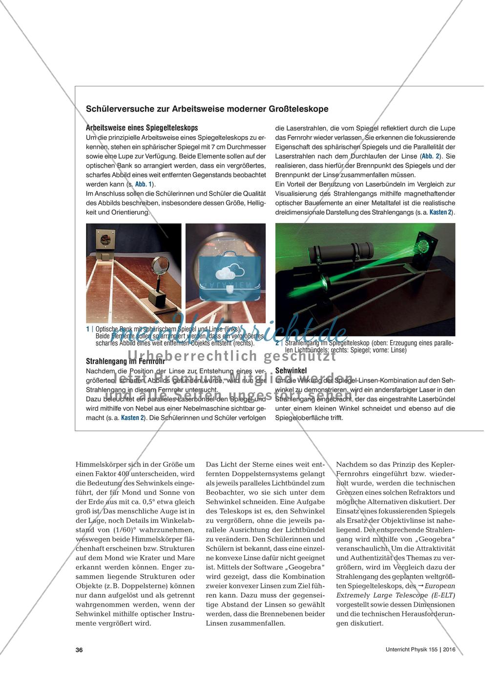 Teleskope - Ein über 400 Jahre altes Prinzip und moderne Wissenschaft in einem Workshop für die Sekundarstufe I Preview 2