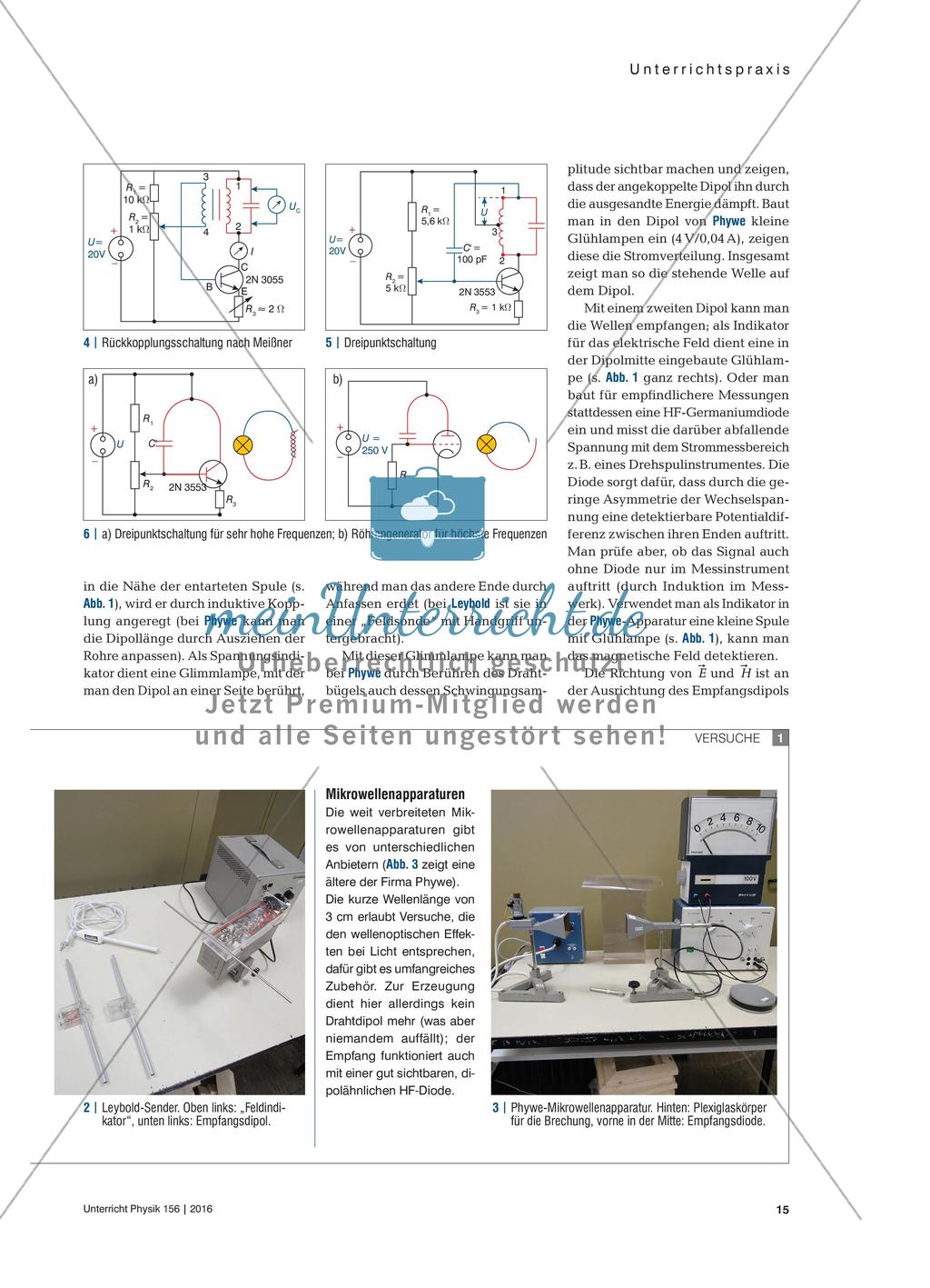 Elektromagnetische Wellen mit Dipolen erzeugen und untersuchen - Eine Zusammenstellung geeigneter Apparaturen und Experimente Preview 2