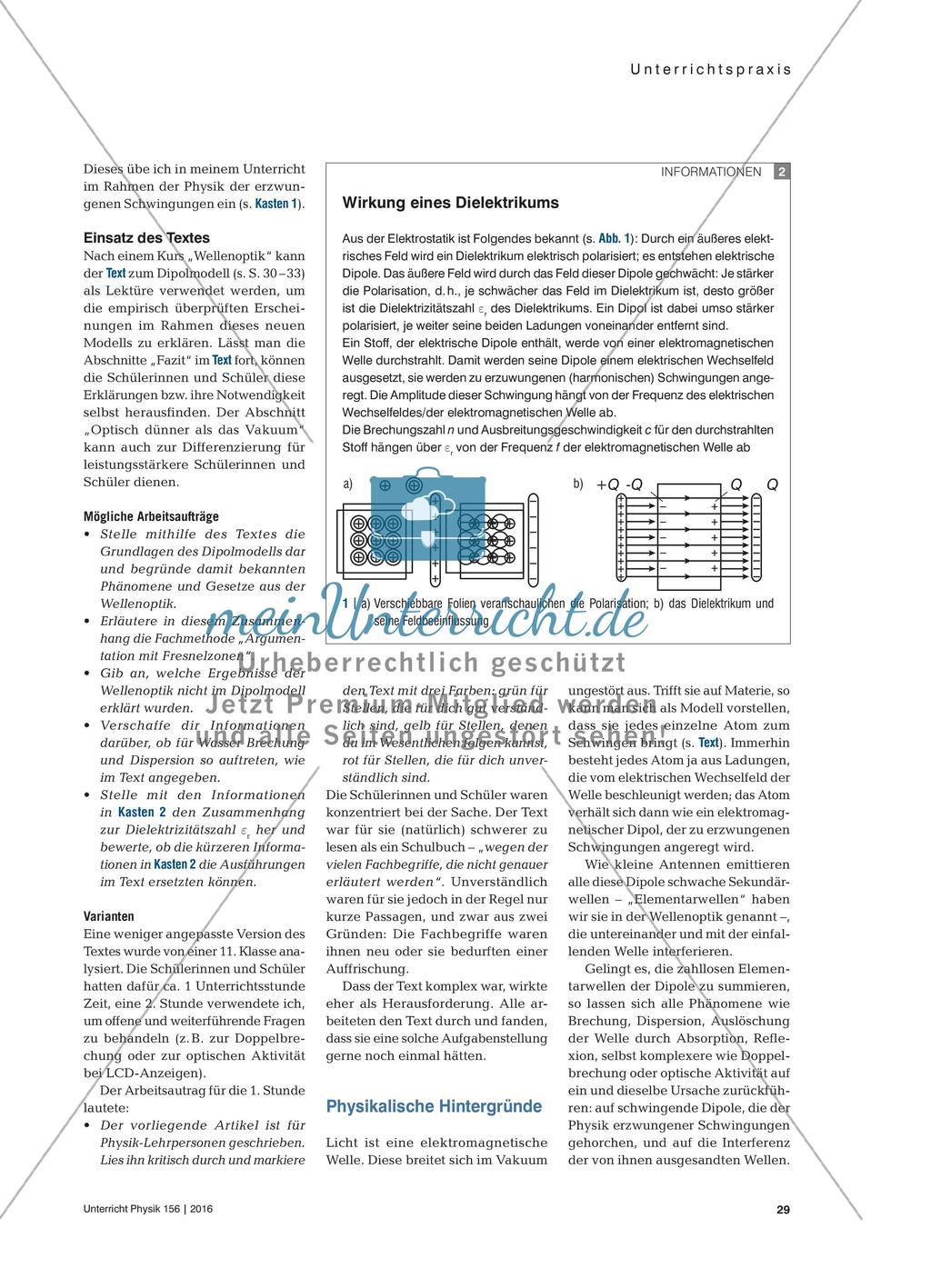 Mikroskopische Optik - Phänomene der Wellenausbreitung als Folge der Wechselwirkung zwischen Licht und Atomen – ein Fachtext für Schülerinnen und Schüler Preview 2