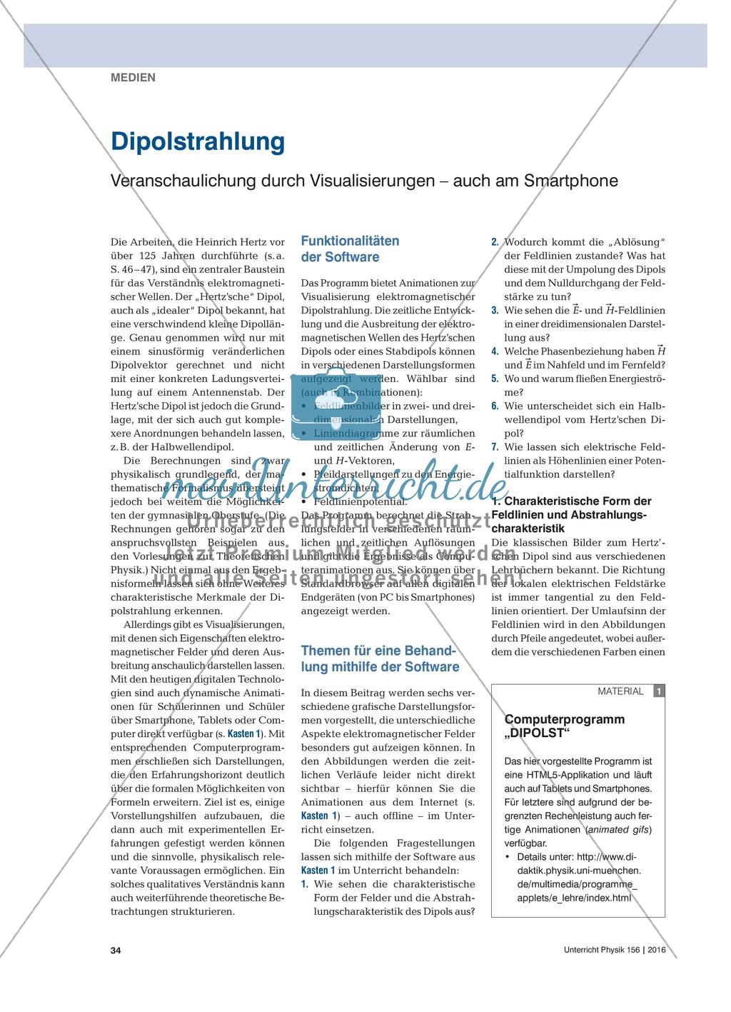 Dipolstrahlung - Veranschaulichung durch Visualisierungen – auch am Smartphone Preview 1