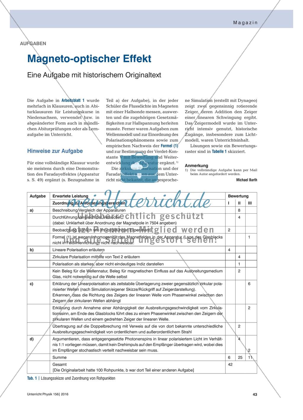 Magneto-optischer Effekt - Eine Aufgabe mit historischem Originaltext Preview 1