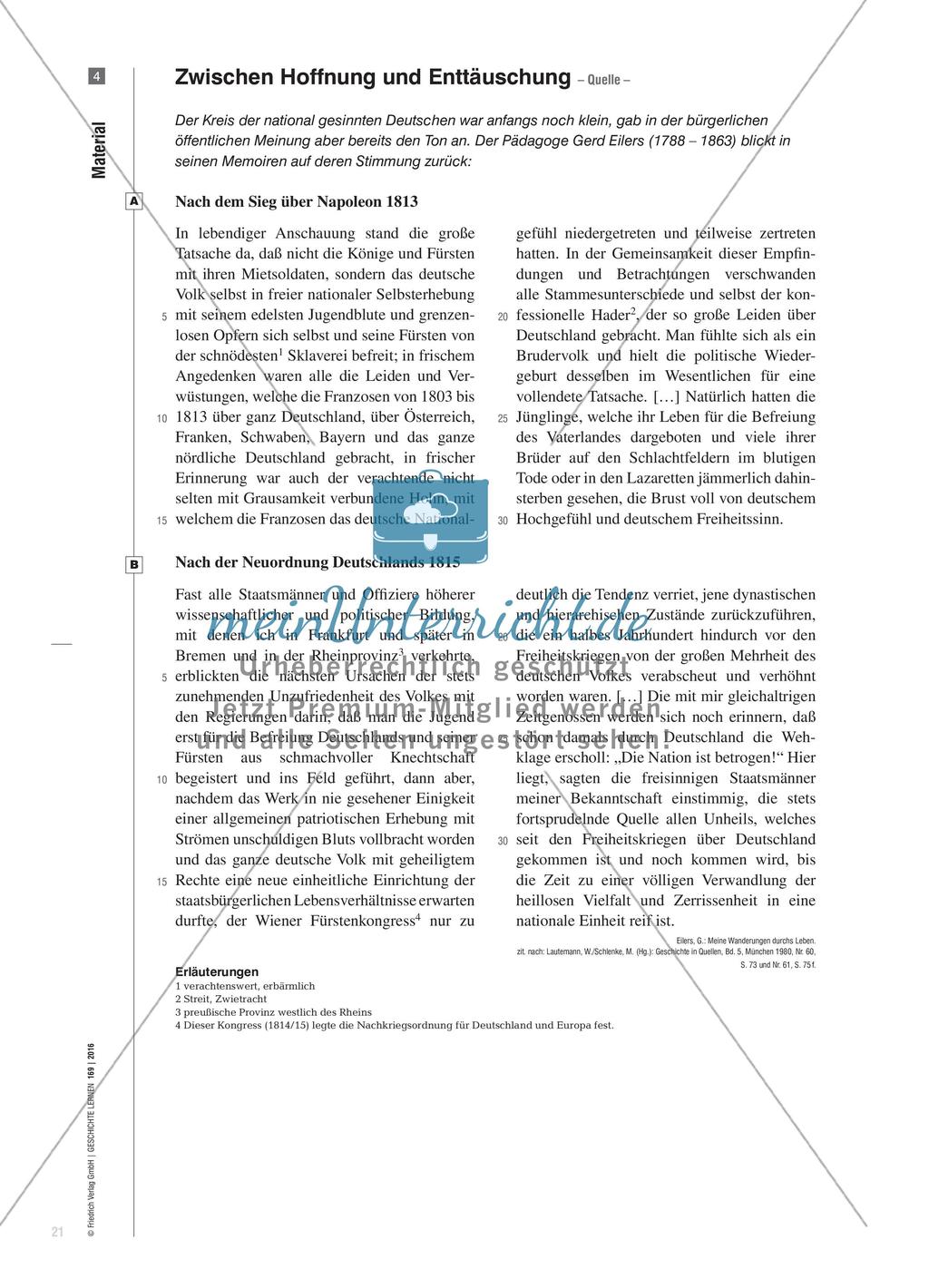 Zwischen Freiheitskriegen und Deutschem Bund - Entstehung des politischen Nationalismus in Deutschland Preview 6