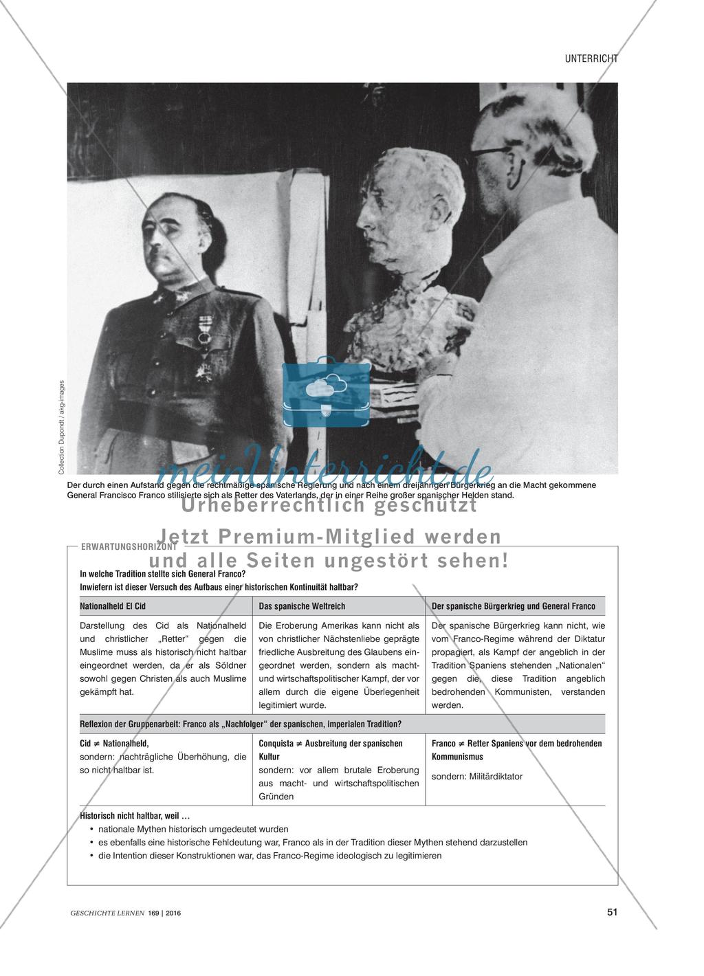 Instrumentalisierung nationaler Mythen im Franquismus - In welche Traditionen stellte sich General Franco? Preview 2