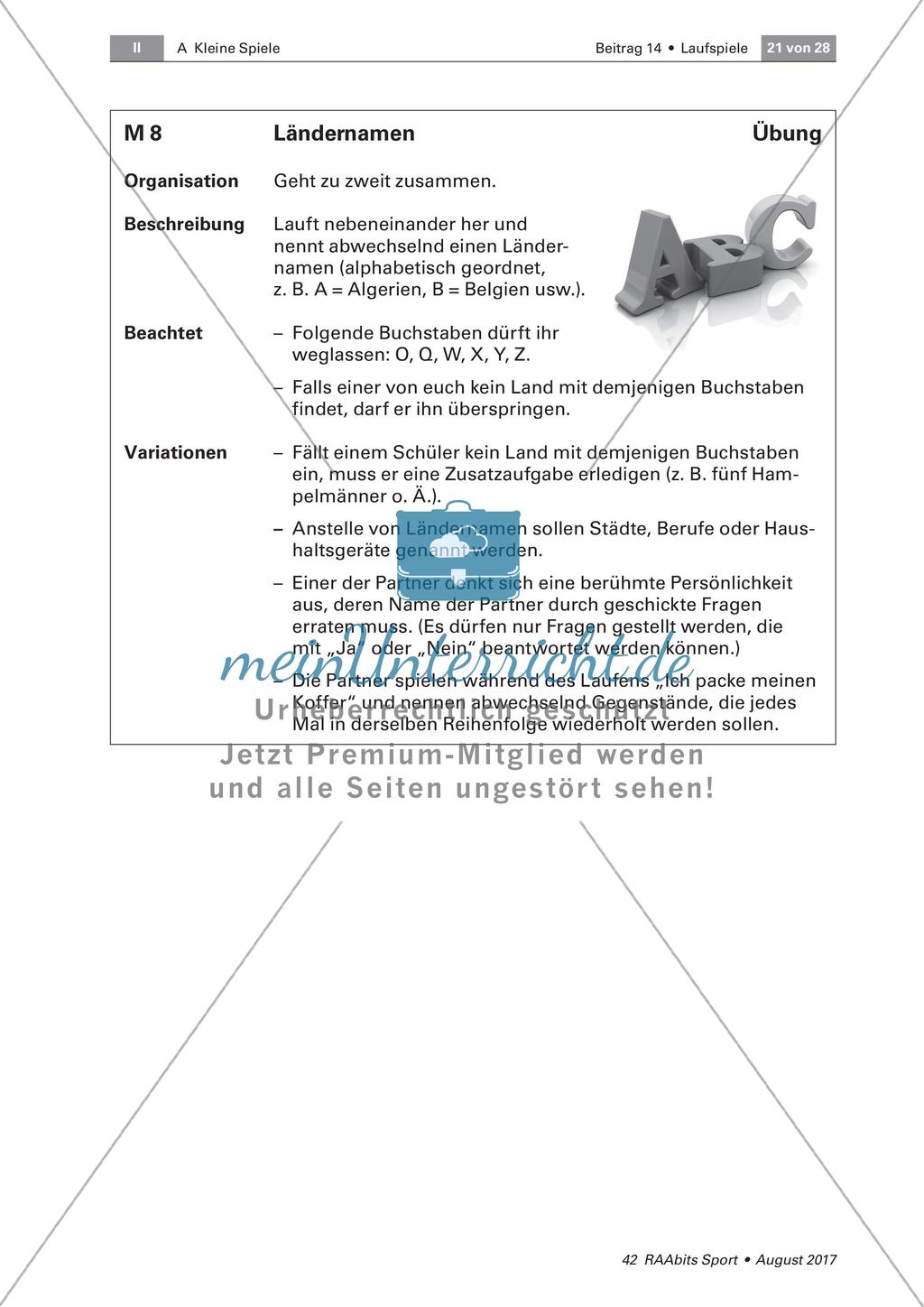 Laufspiele zur Verbesserung der Ausdauerfähigkeit in Partnerarbeit Preview 1