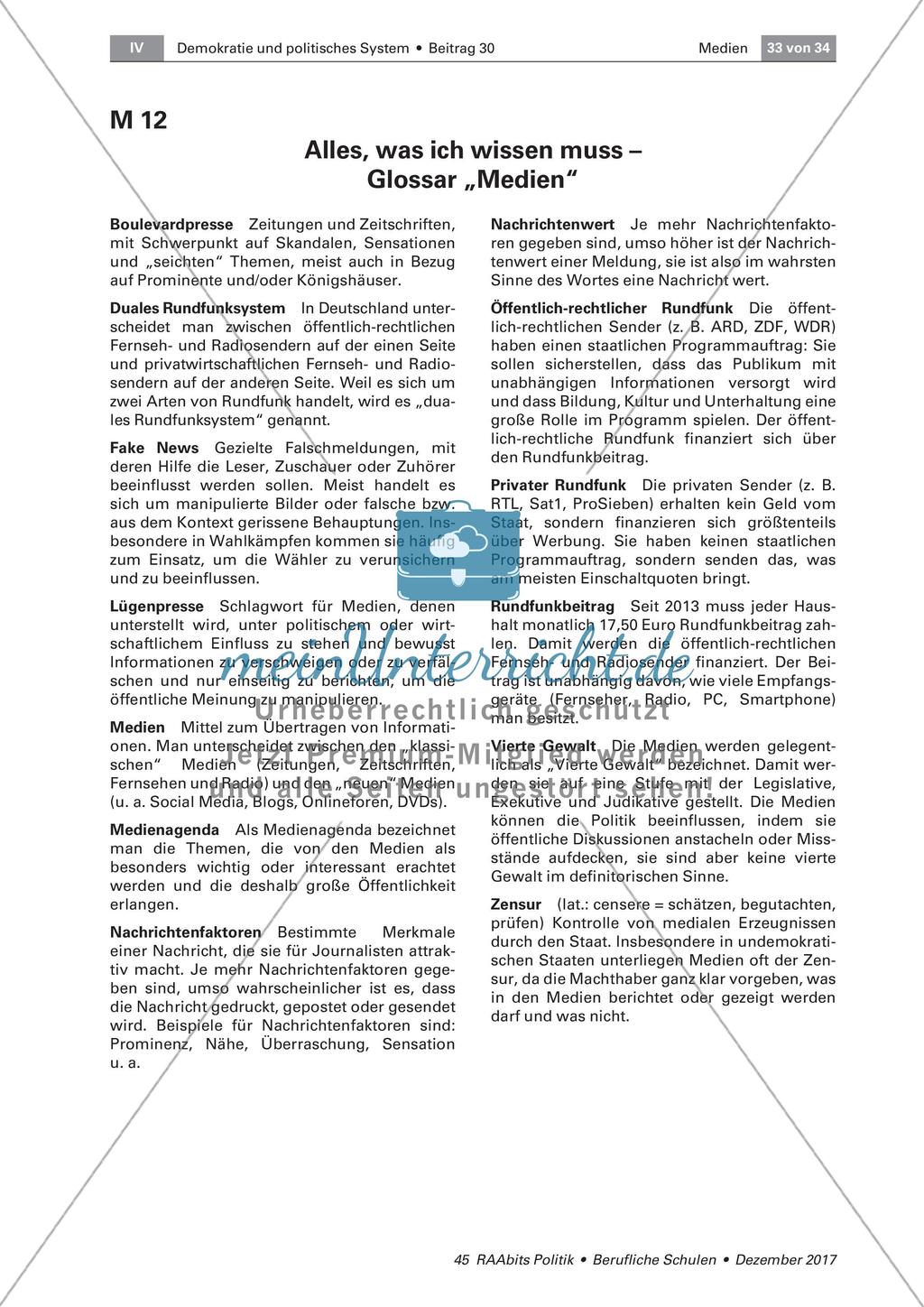 Medien: Lernerfolgskontrolle und Glossar Preview 3