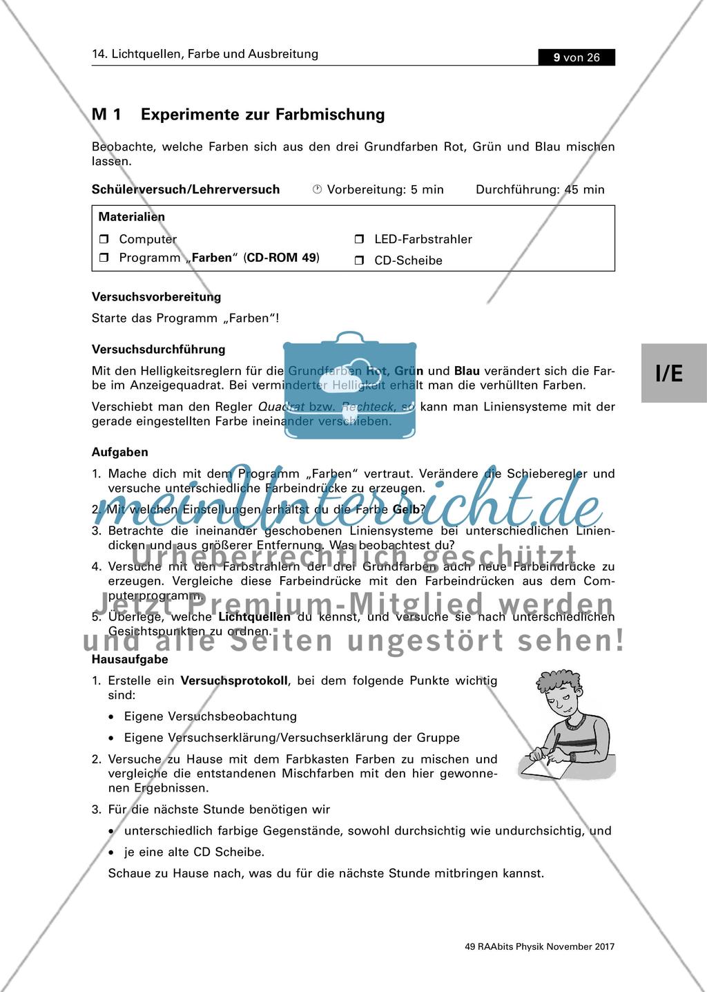 Optik: Lichtquellen, Farbe und Ausbreitung des Lichts Preview 1