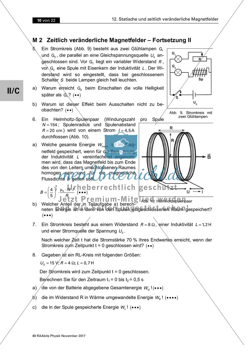 Übungsaufgaben: Statische und zeitlich veränderliche Magnetfelder Preview 6