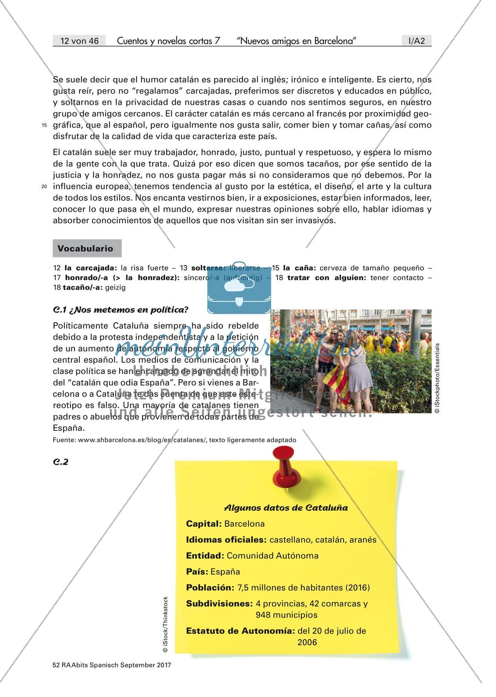 Interkulturelles Lernen anhand einer Ganzschrift: ¡Bienvenido a Barcelona! Preview 3