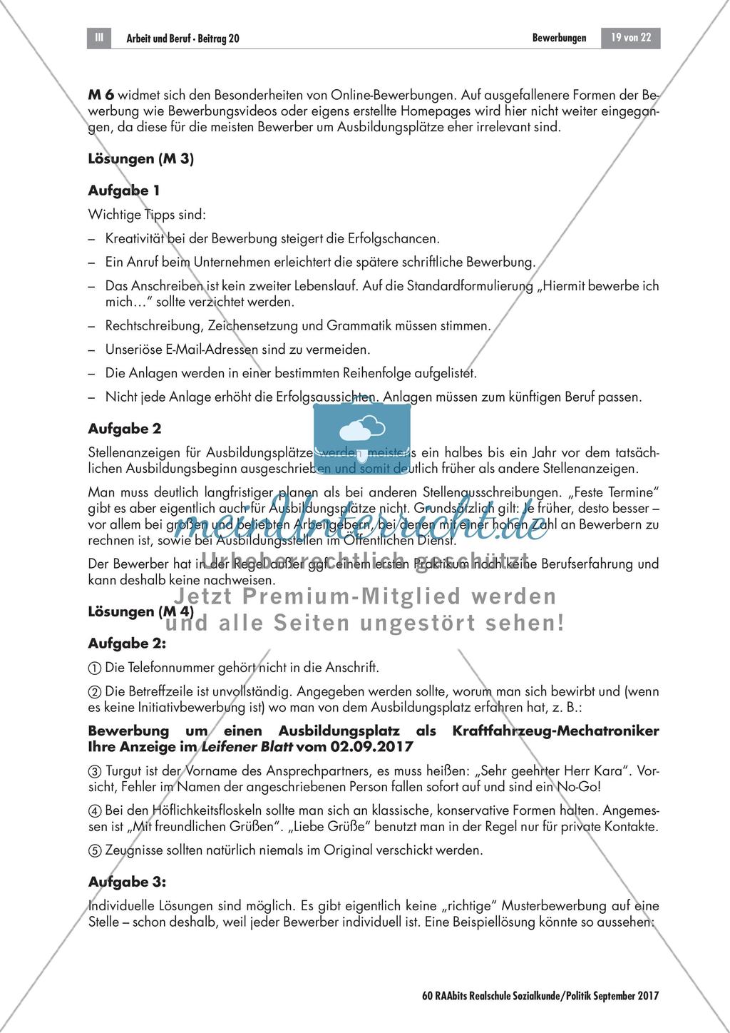 Bewerbungen: Didaktische Erläuterungen und Lösungen Preview 2