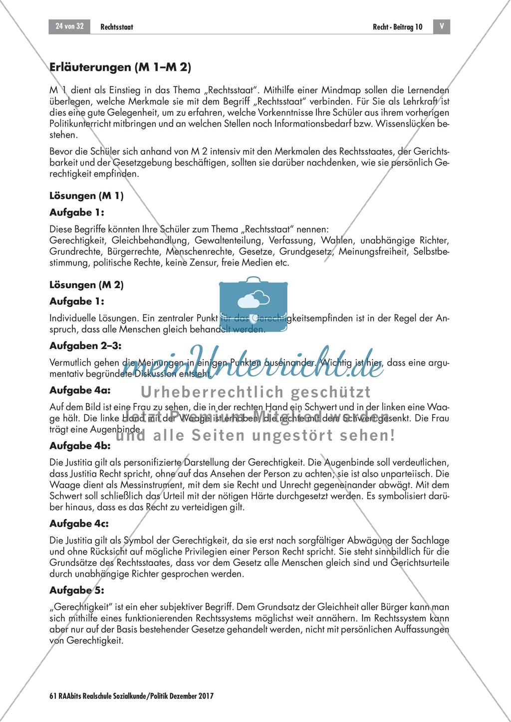 Verstehen rechtsstaatlicher Prinzipien: Didaktische Erläuterungen und Lösungen Preview 1