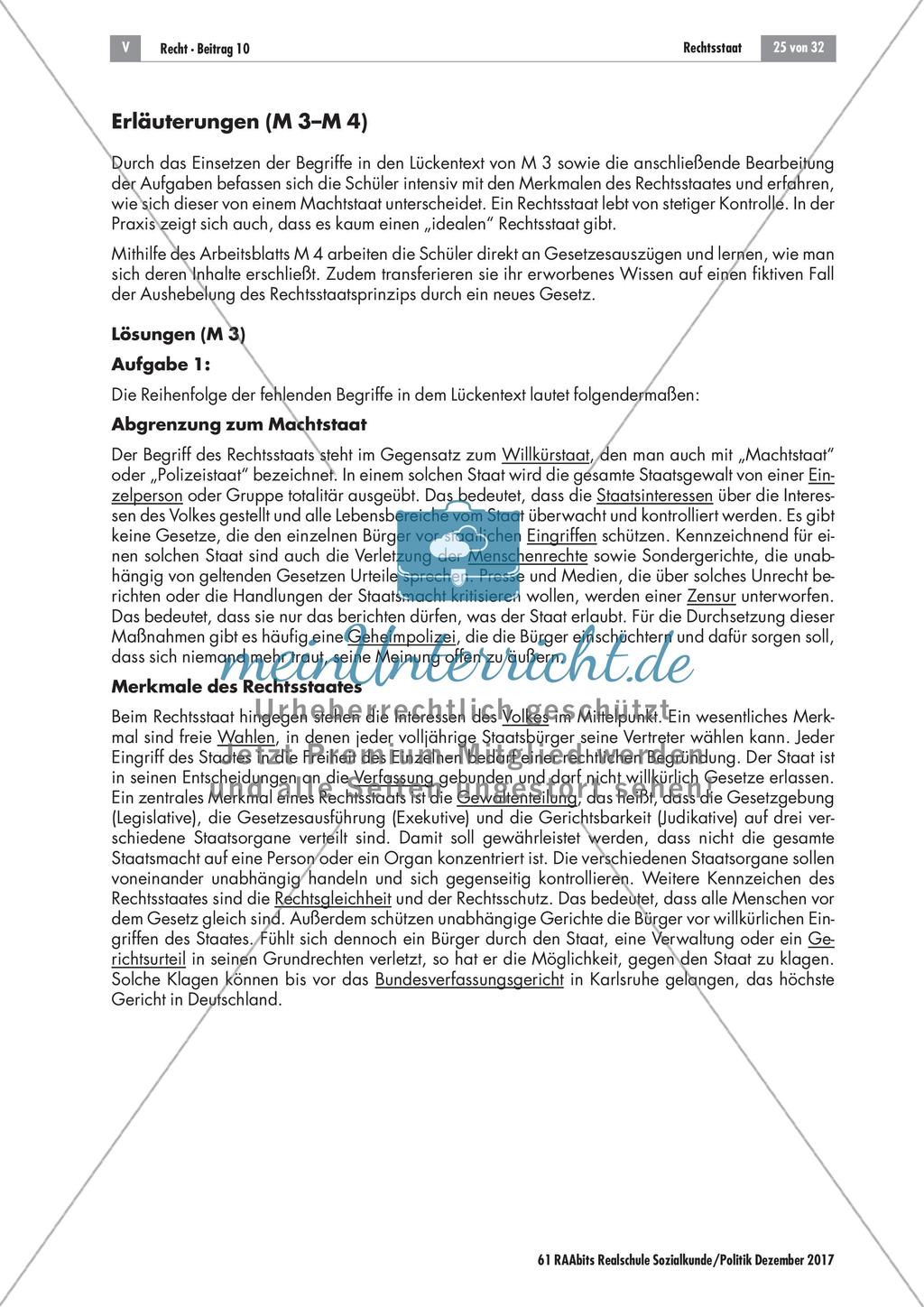 Verstehen rechtsstaatlicher Prinzipien: Didaktische Erläuterungen und Lösungen Preview 2
