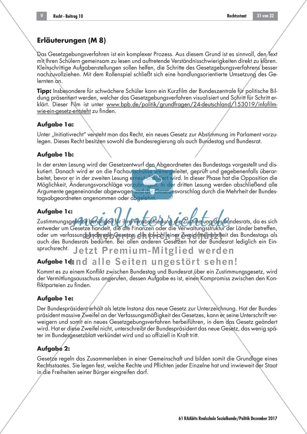 Verstehen rechtsstaatlicher Prinzipien: Didaktische Erläuterungen und Lösungen Preview 8