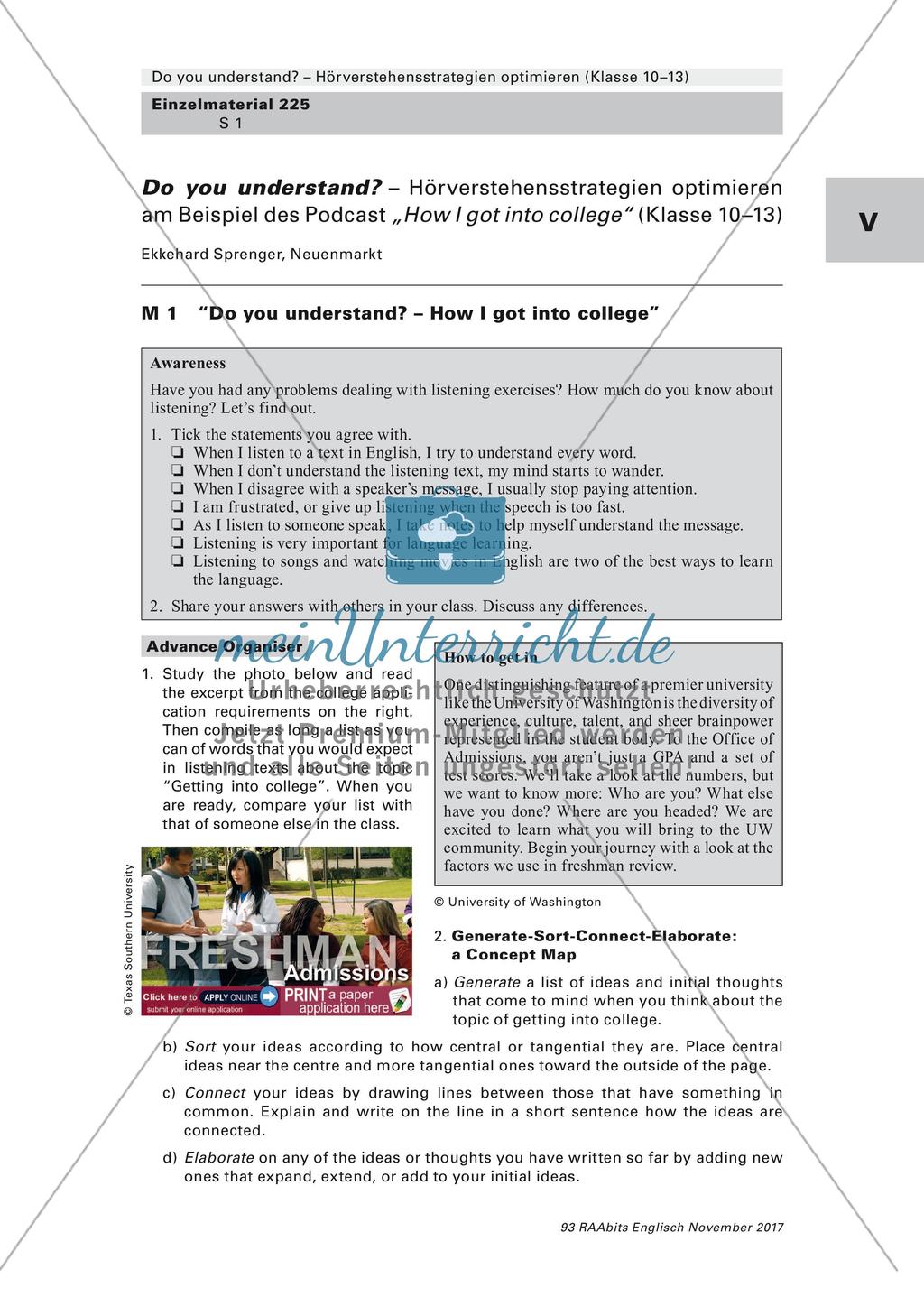 Listening Comprehension: College application Preview 1