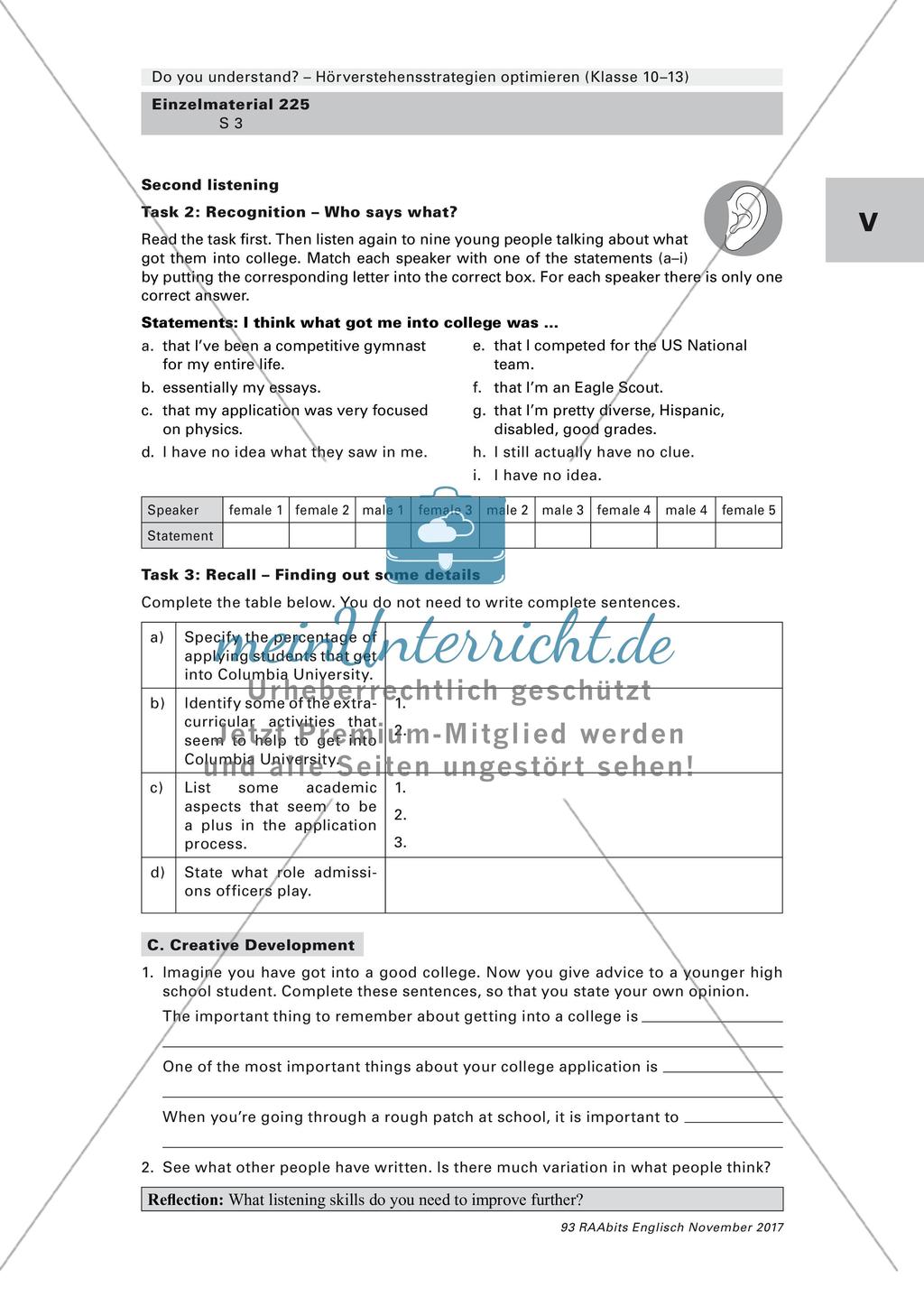 Listening Comprehension: College application Preview 3