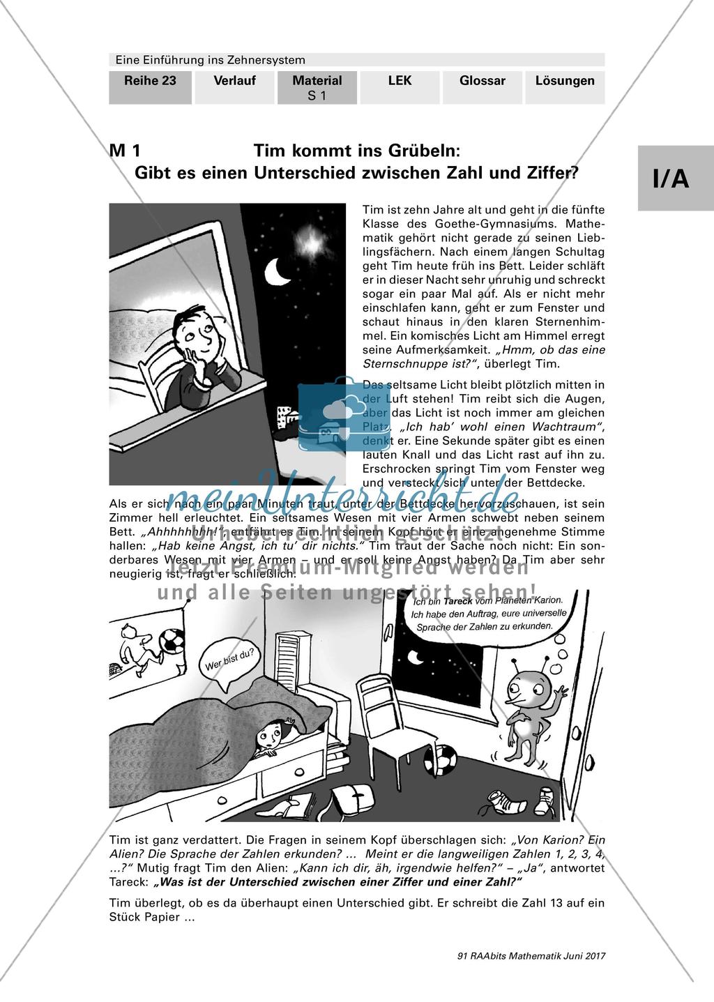 Einführung ins Zehnersystem: Arbeitsblätter Preview 1