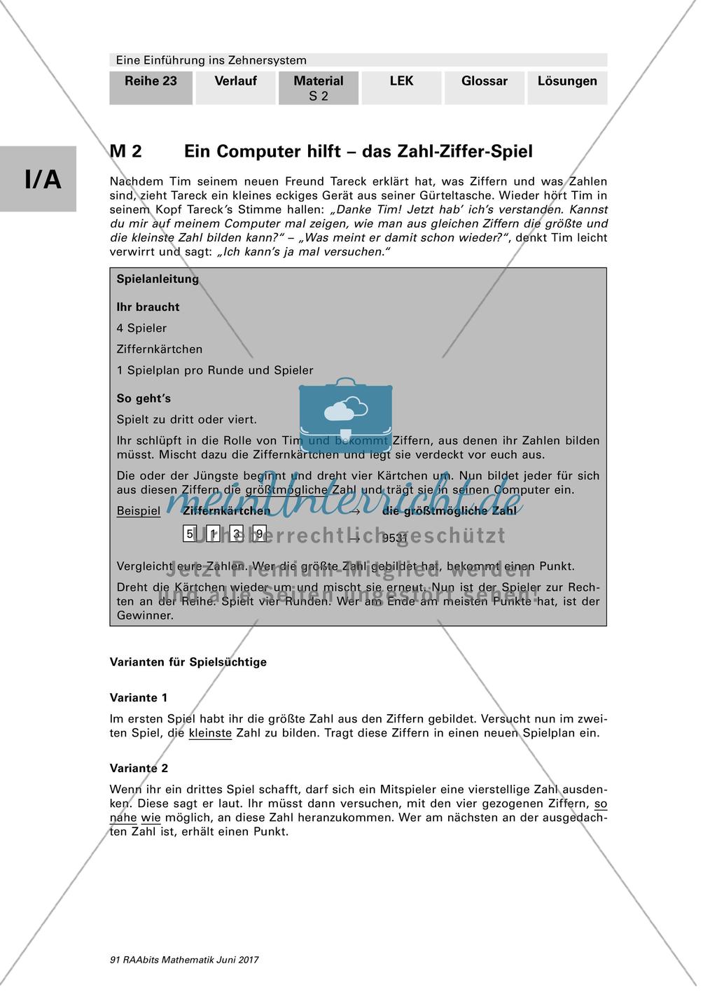 Einführung ins Zehnersystem: Arbeitsblätter Preview 2