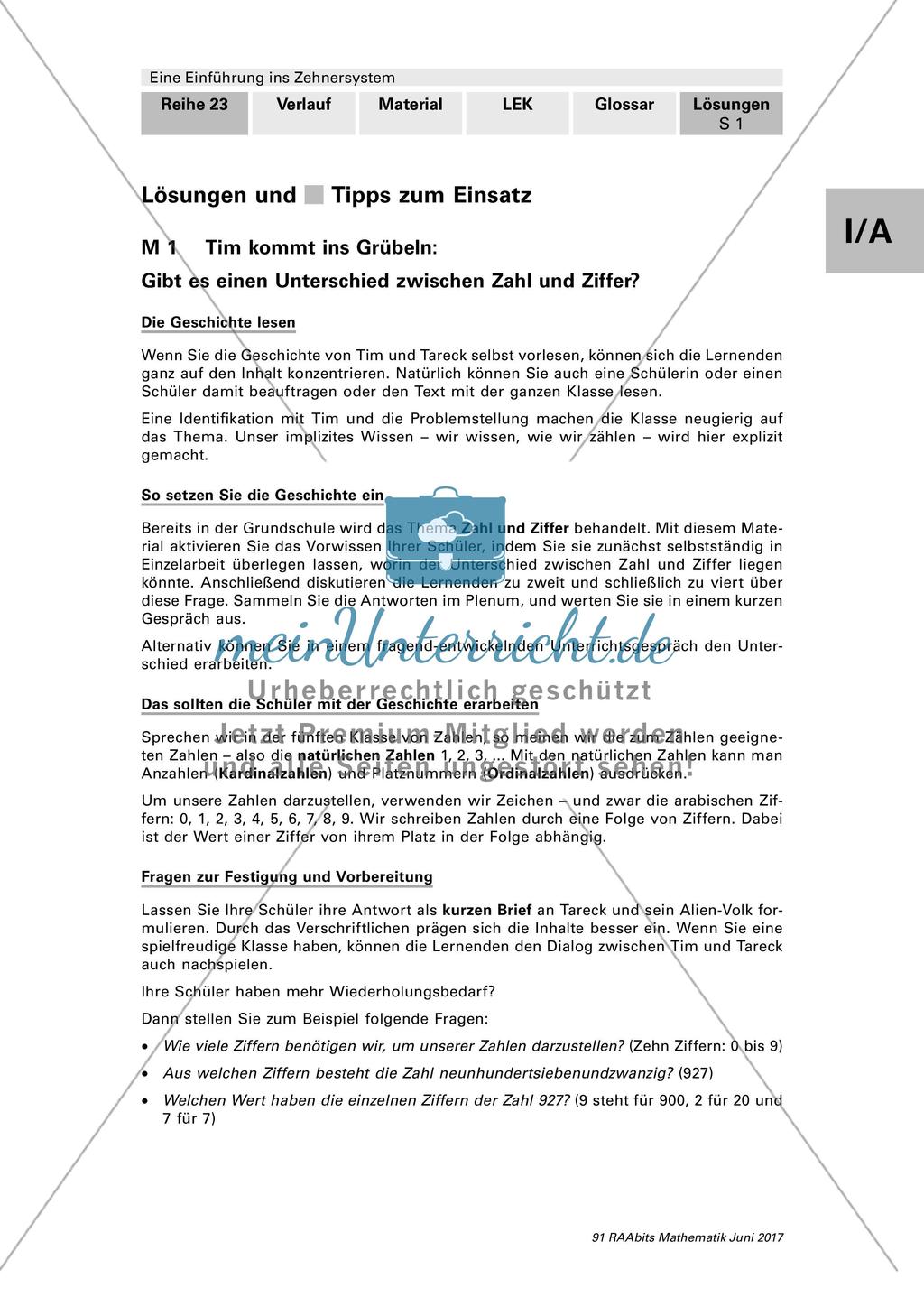Einführung ins Zehnersystem: Lösungen Preview 1