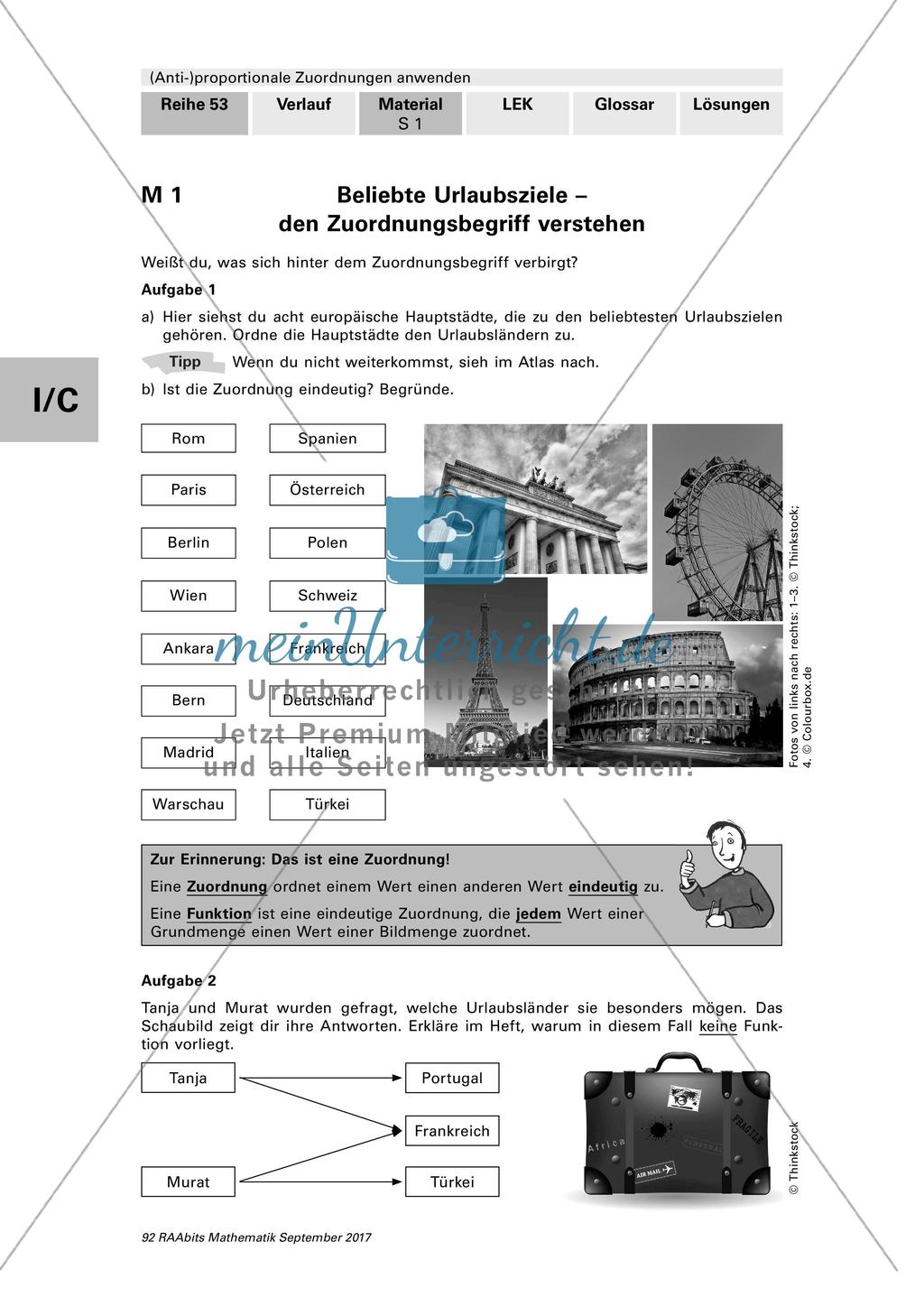 Zuordnungsbegriff und Quotientengleichheit bei Proportionalität Preview 1