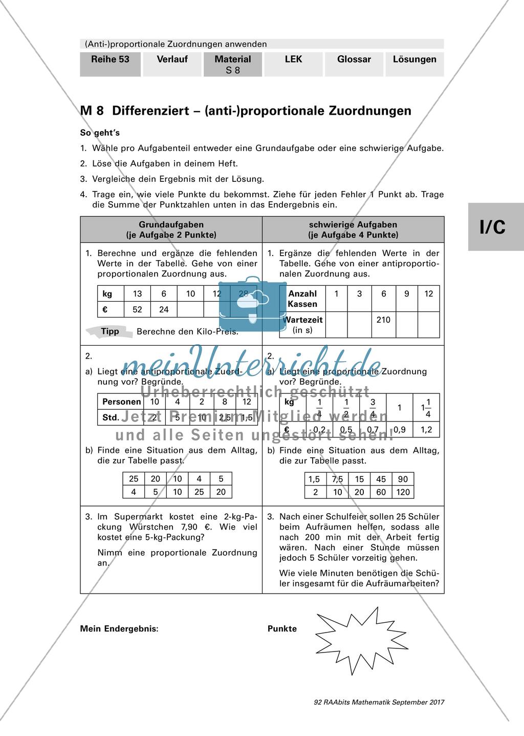 Unterscheidung antiproportionaler und proportionaler Zuordnungen Preview 4