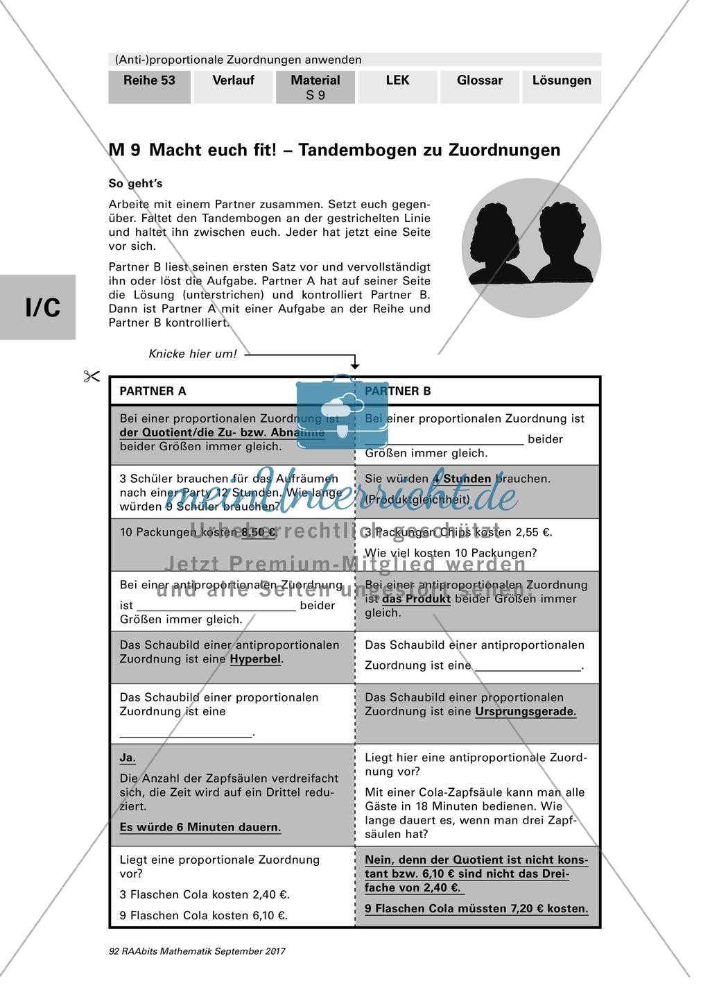 Unterscheidung antiproportionaler und proportionaler Zuordnungen Preview 5