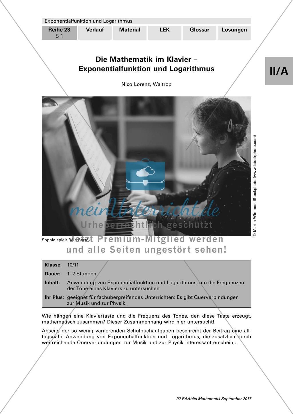 Mathematik im Klavier: Exponentialfunktion und Logarithmus Preview 1