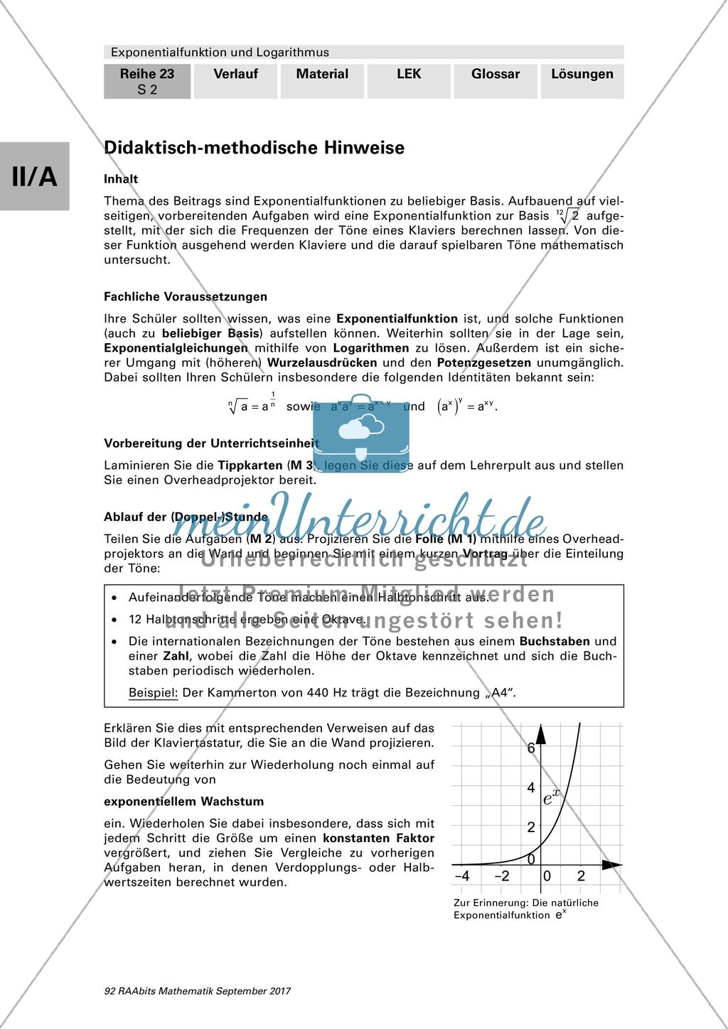 Mathematik im Klavier: Exponentialfunktion und Logarithmus Preview 2