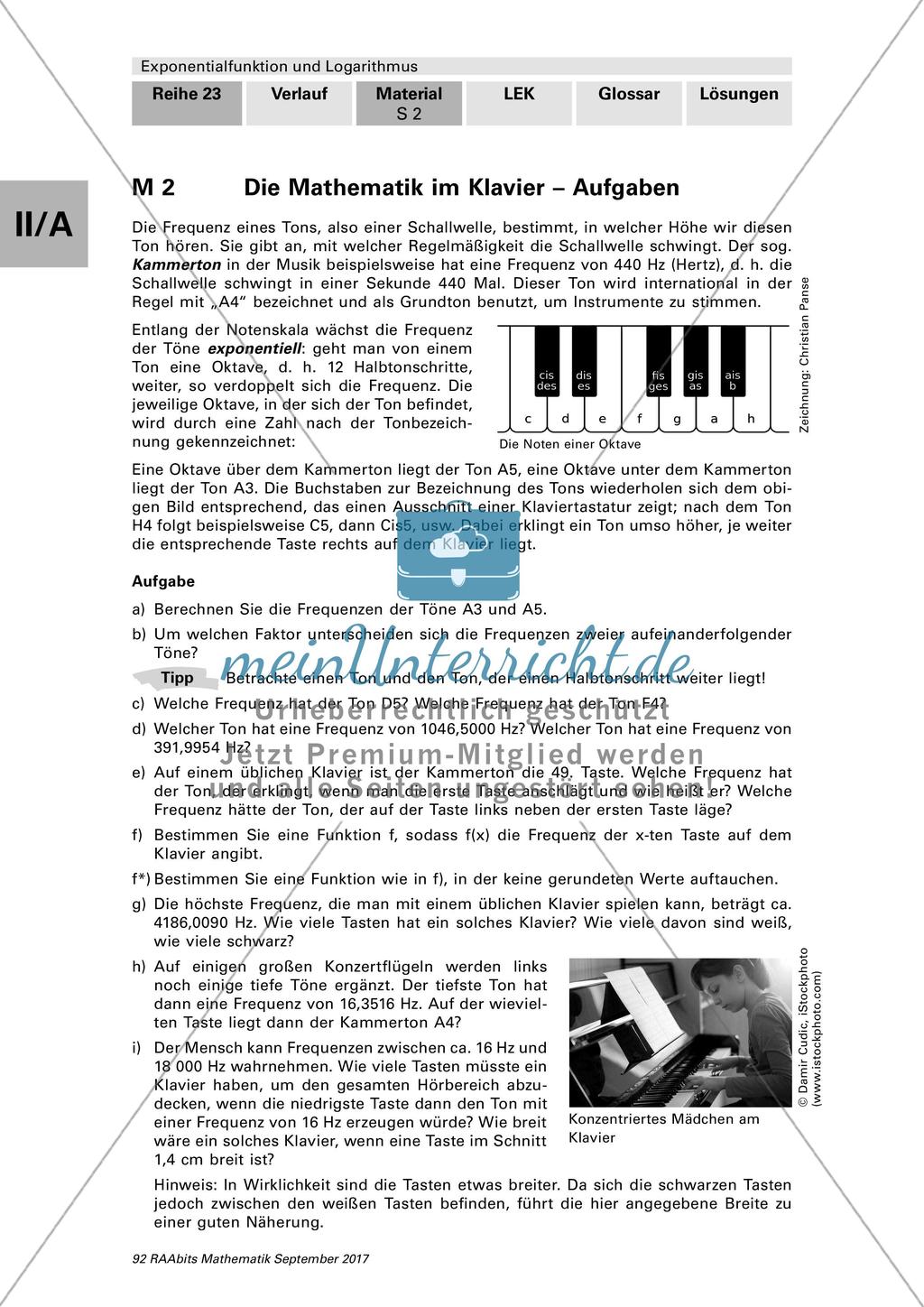 Mathematik im Klavier: Exponentialfunktion und Logarithmus Preview 6