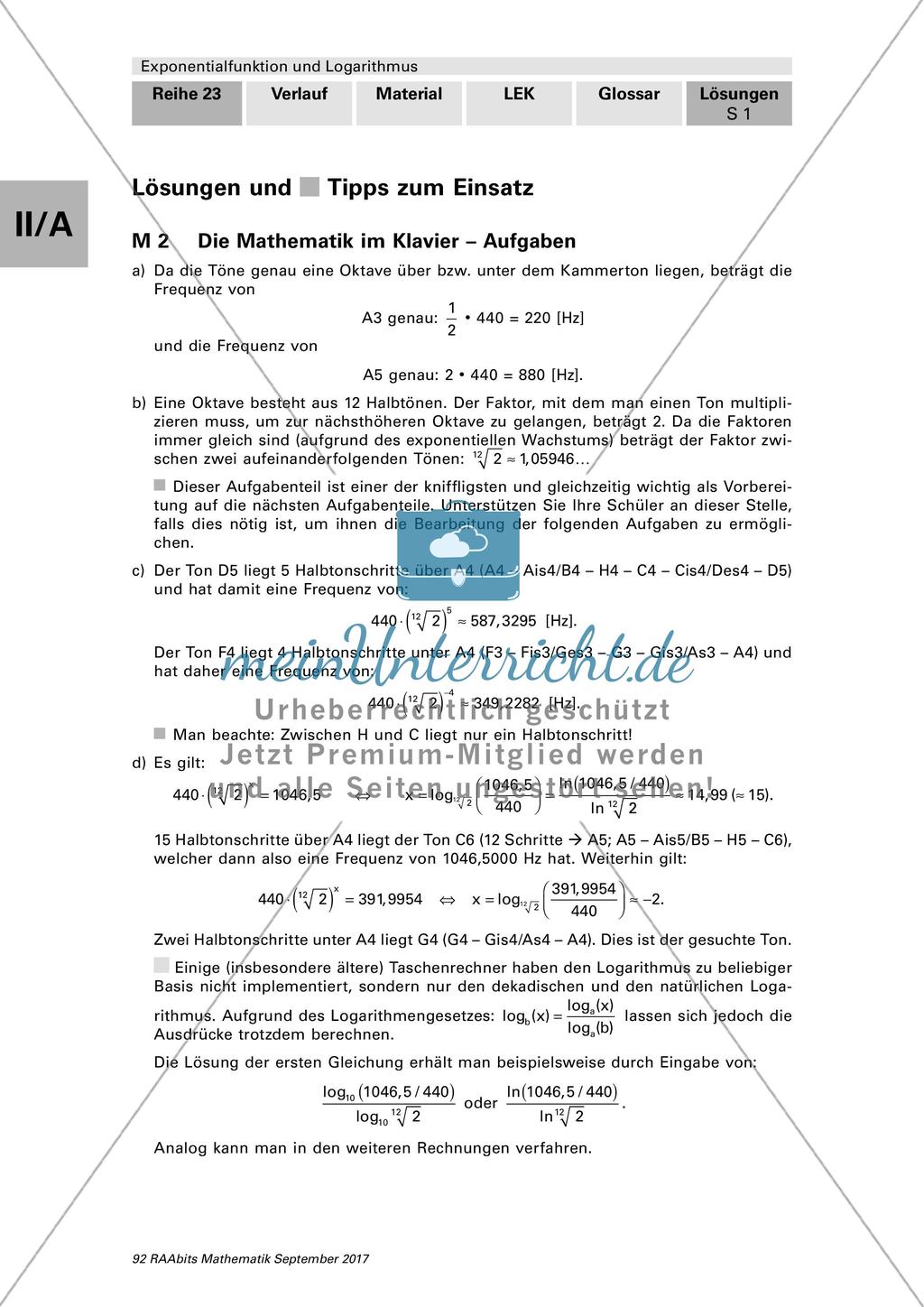Mathematik im Klavier: Exponentialfunktion und Logarithmus Preview 8