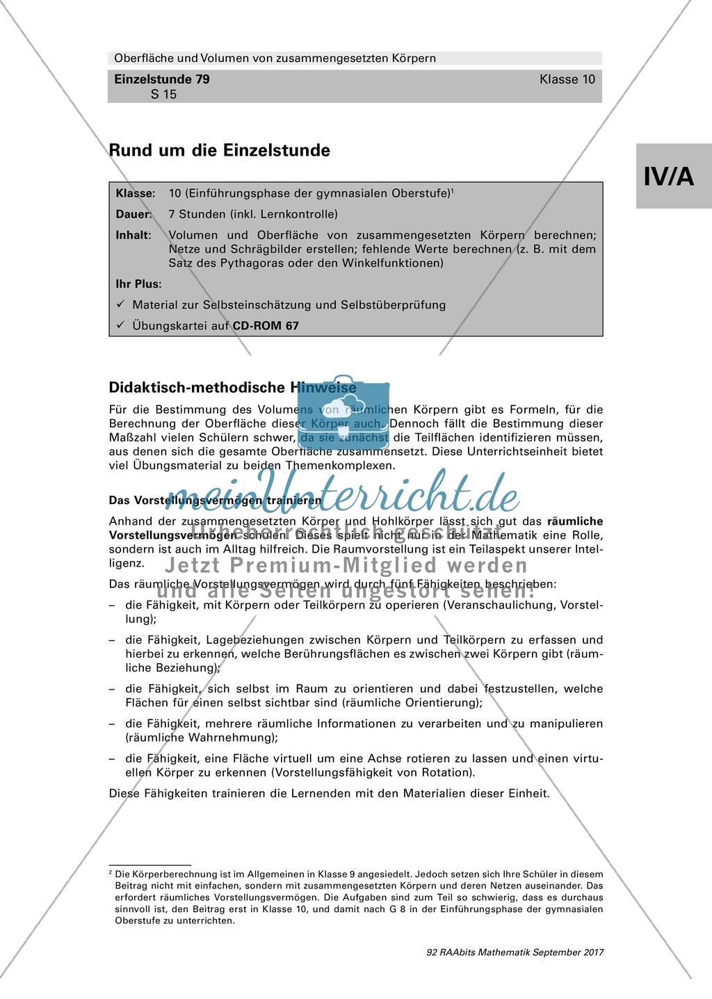 Volumen- und Oberflächenberechnung: Didaktische Erläuterungen, Lösungen und Tipps Preview 1
