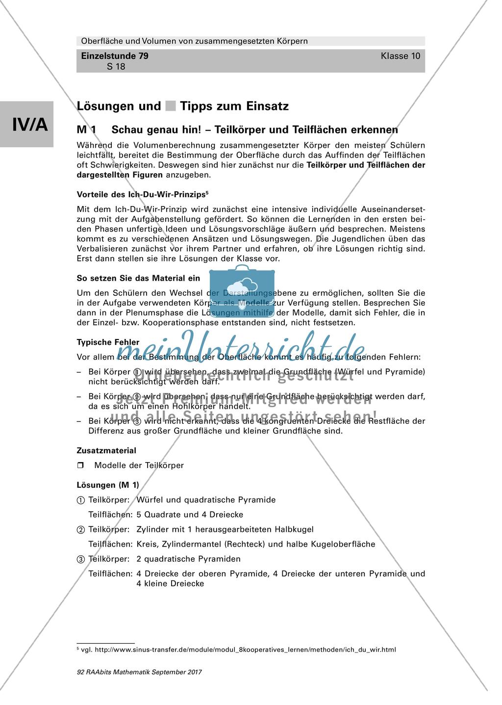 Volumen- und Oberflächenberechnung: Didaktische Erläuterungen, Lösungen und Tipps Preview 4