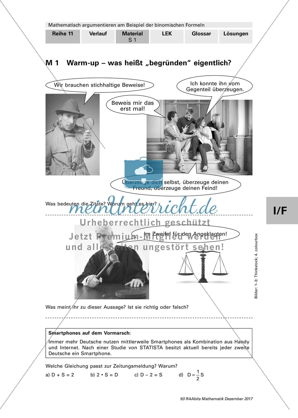 Begründung und Argumentation bei mathematischen Beweisen Preview 1
