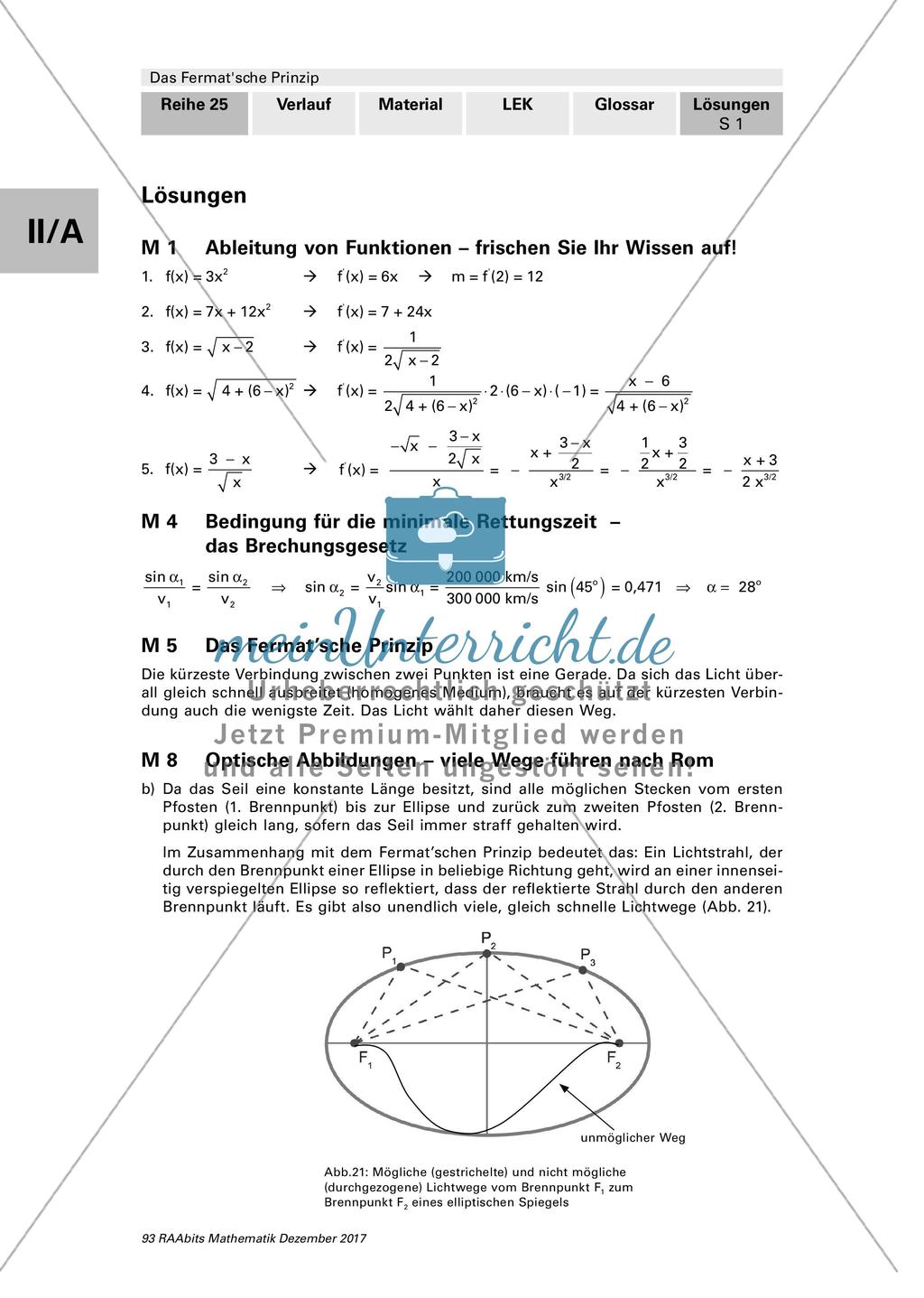 Das Fermat'sche Prinzip: Anwendungsbeispiel zur Differenzialrechnung Preview 14