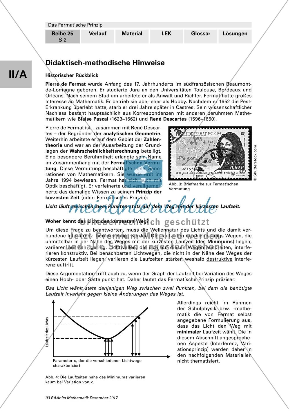 Das Fermat'sche Prinzip: Anwendungsbeispiel zur Differenzialrechnung Preview 2