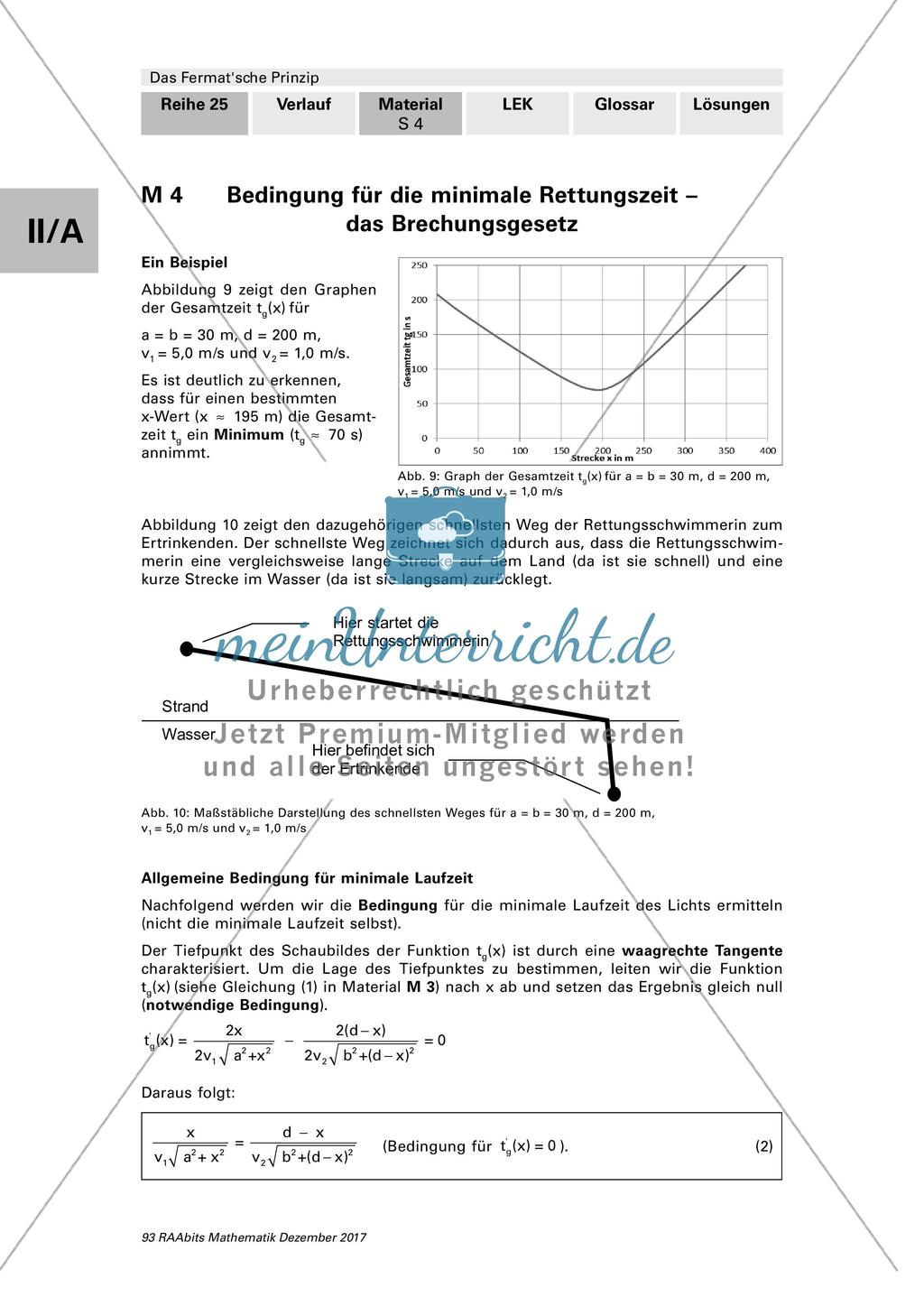 Das Fermat'sche Prinzip: Anwendungsbeispiel zur Differenzialrechnung Preview 8