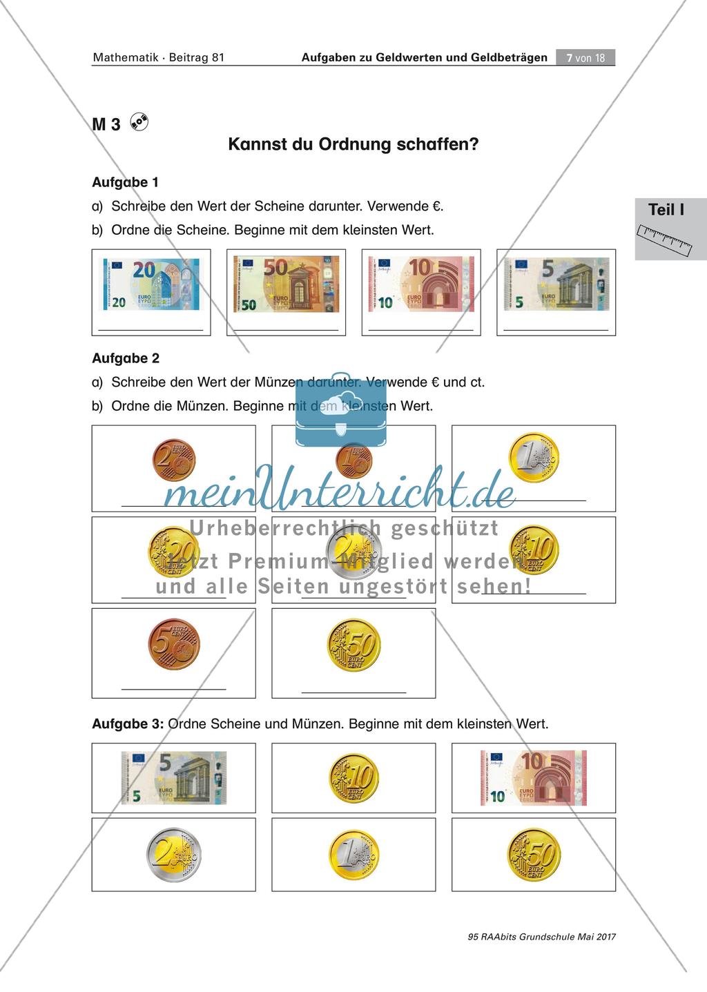 Aufgaben zu Geldwerten und Geldbeträgen Preview 7