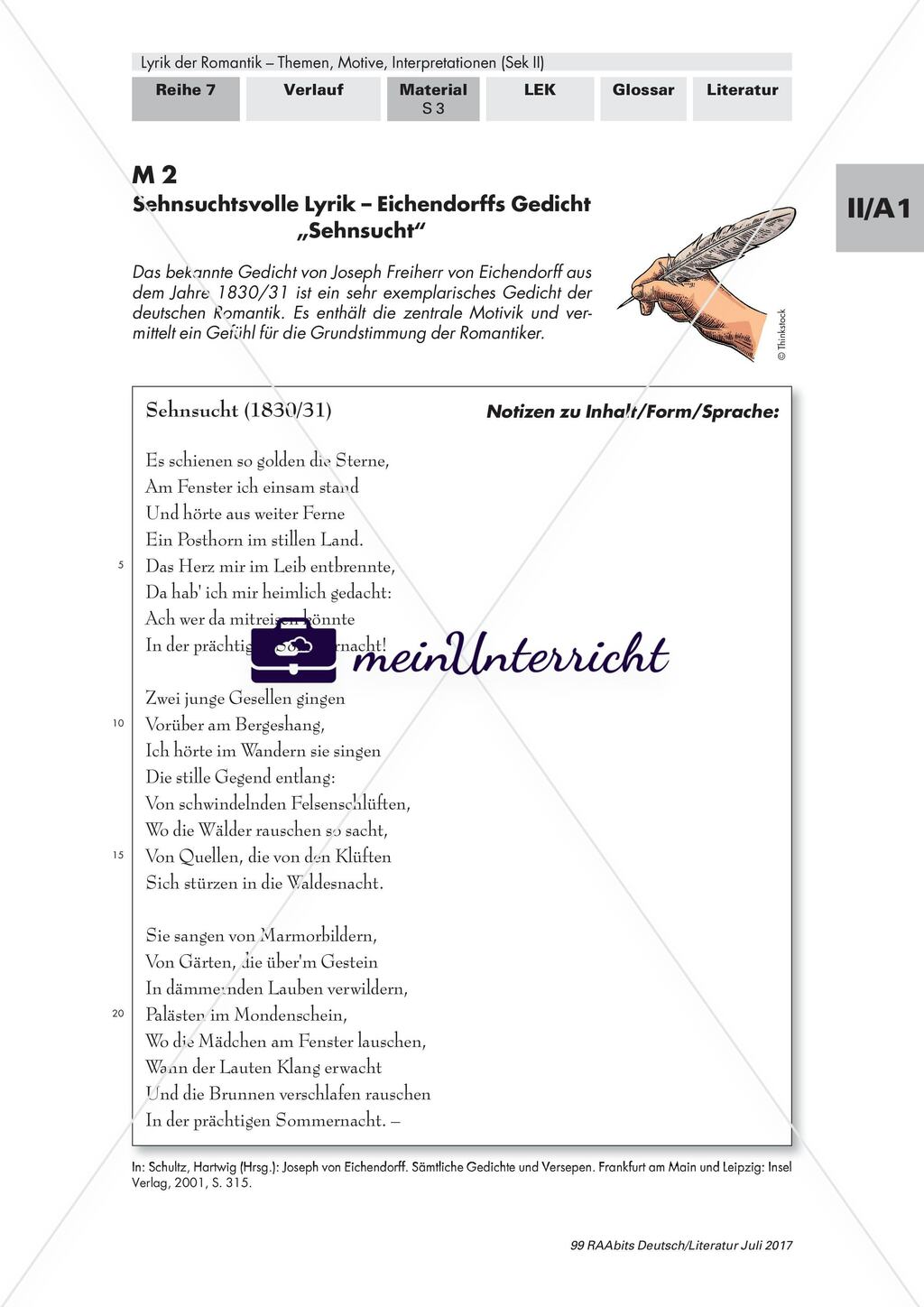 Lyrik der Romantik: Grundstimmung und Sehnsucht von Eichendorff Preview 2