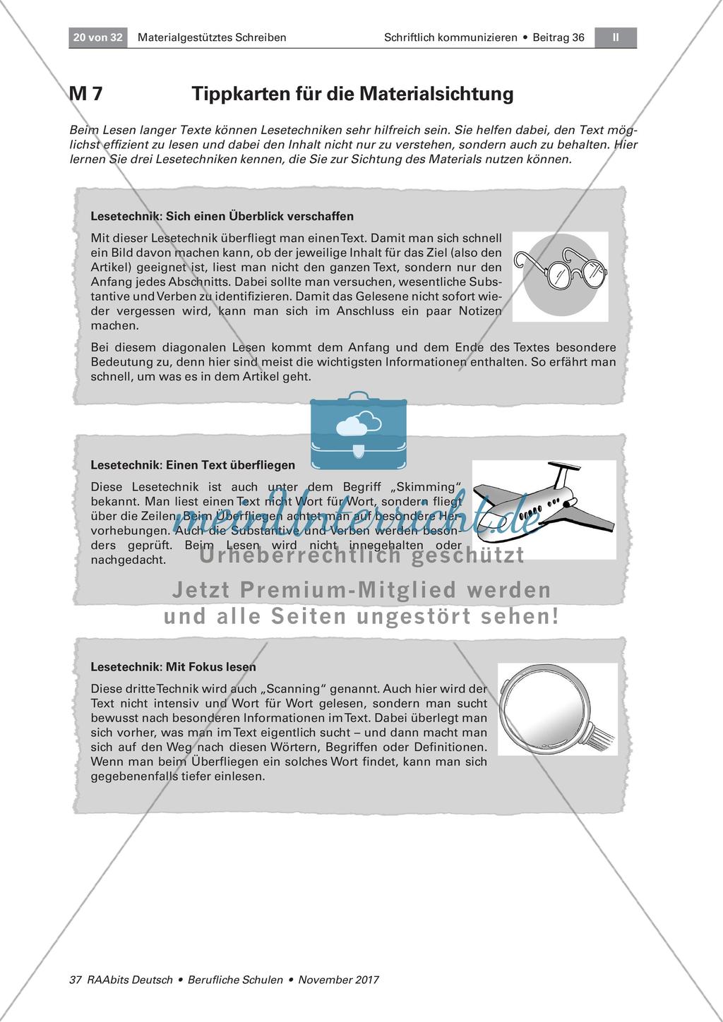 Materialgestütztes Schreiben: Begegnung mit den Materialien und Erstellung des Schreibplans Preview 7