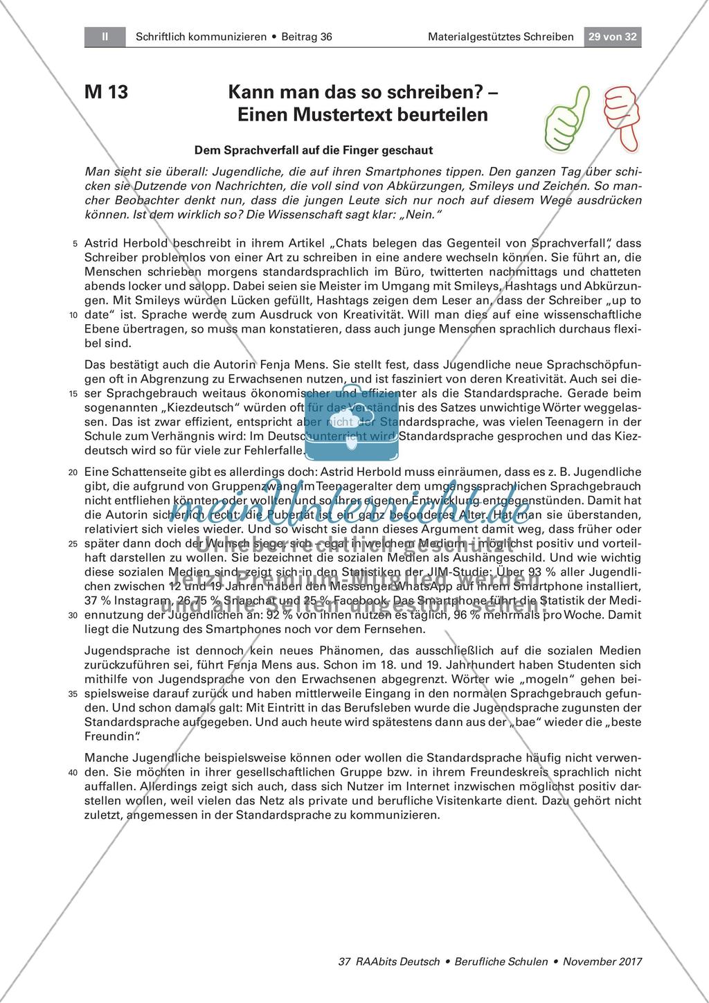 Materialgestütztes Schreiben: Überarbeiten des Textes Preview 1