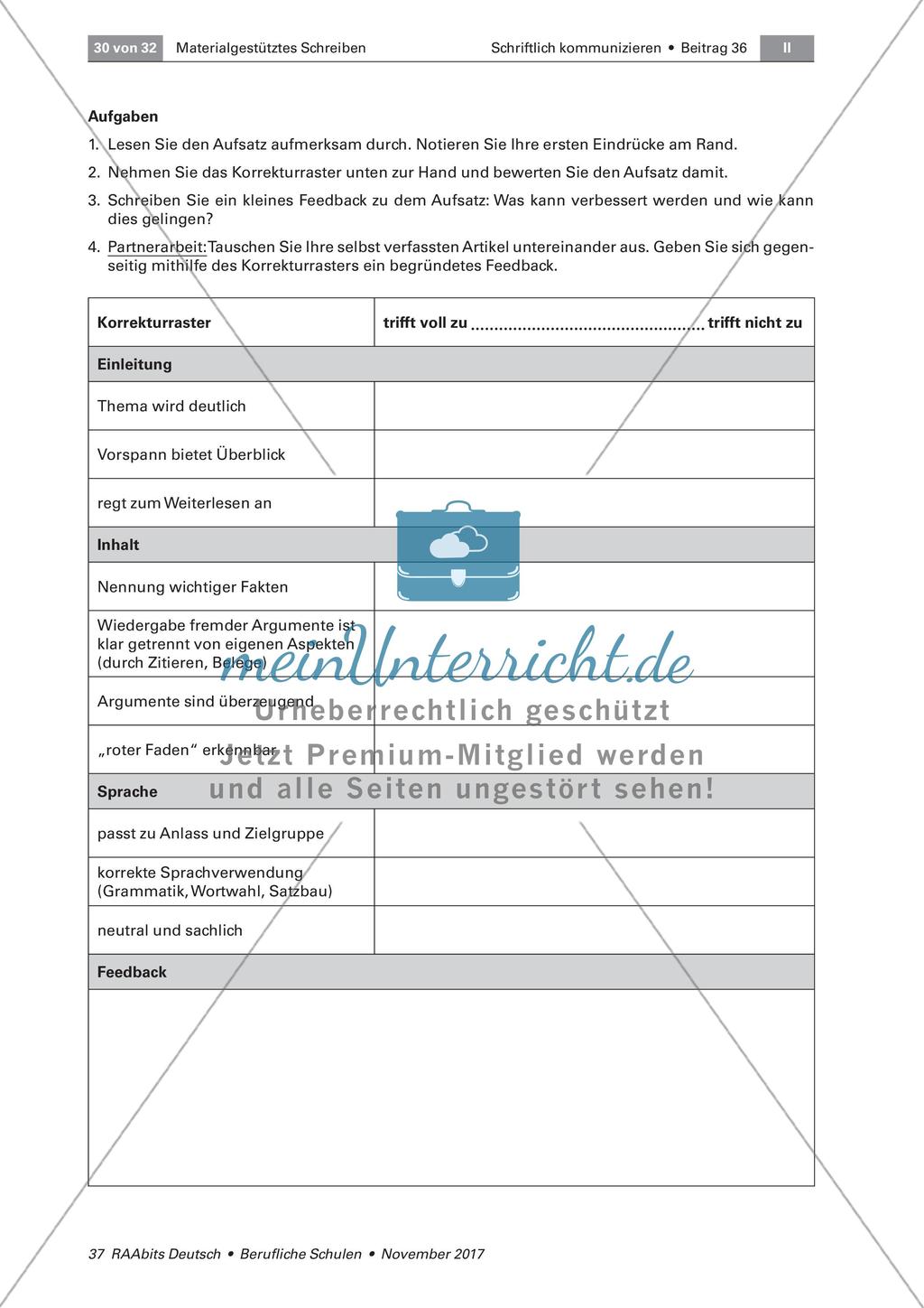 Materialgestütztes Schreiben: Überarbeiten des Textes Preview 2