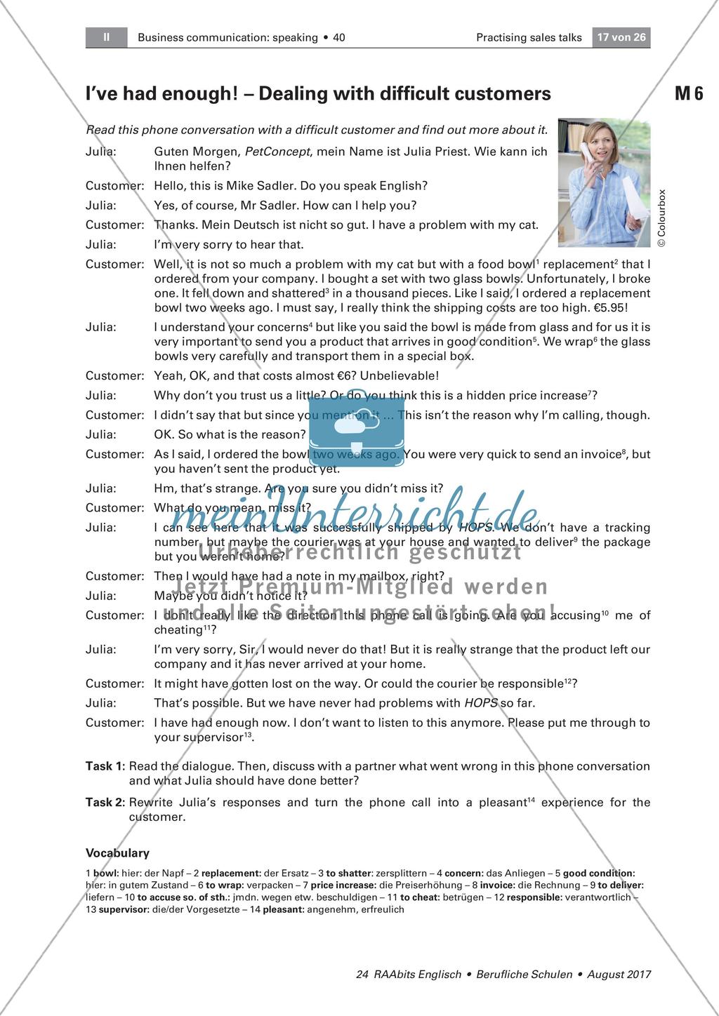 Practising sales talks: Dealing with difficult customers Preview 1