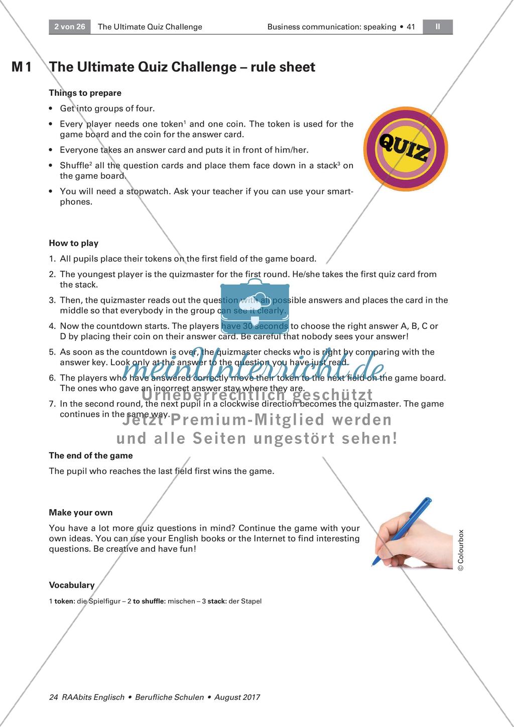 Lernspiel: Wiederholung von Grammatik, Wortschatz und Landeskunde Preview 2