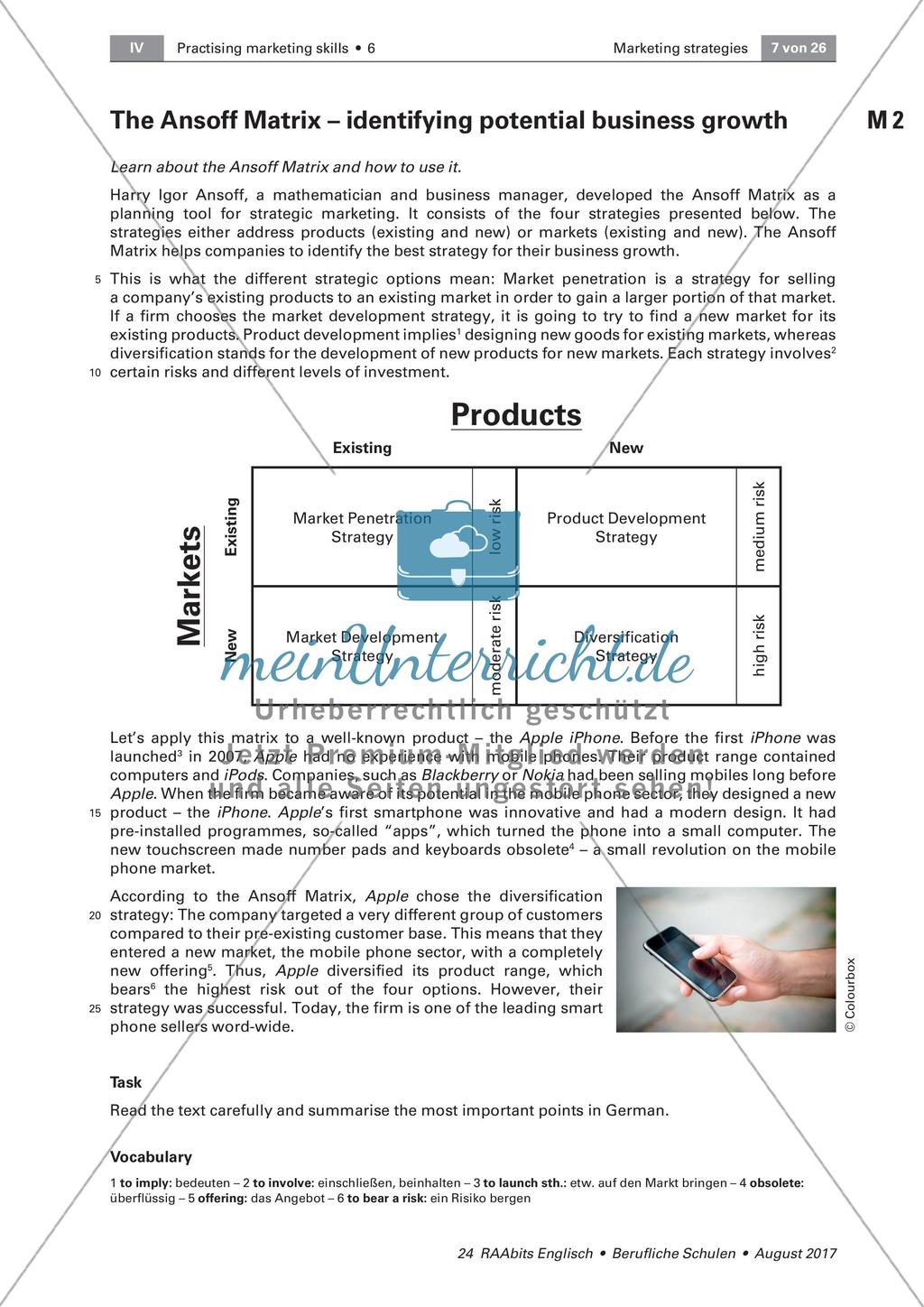 Marketing strategies: Ansoff Matrix Preview 2