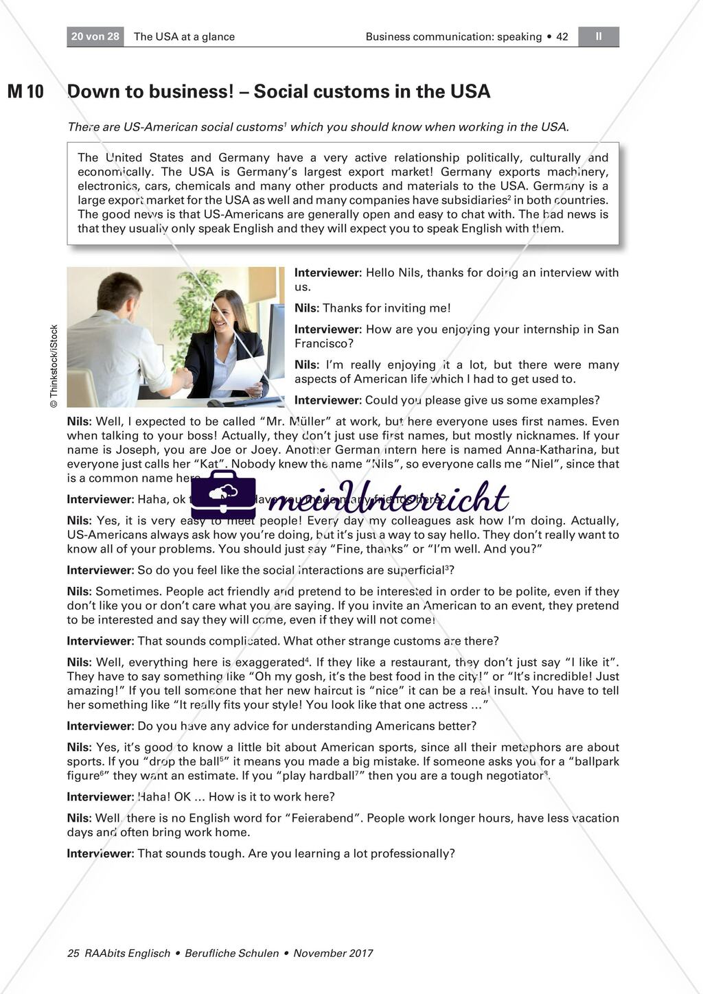 The US: American social and professional customs Preview 1