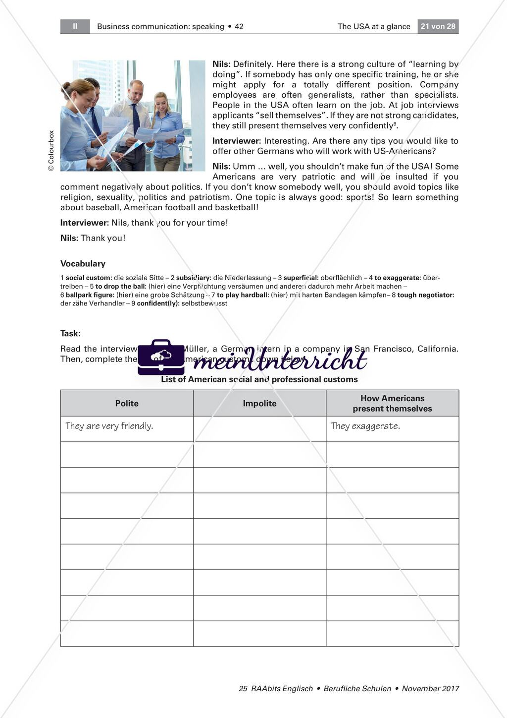 The US: American social and professional customs Preview 2