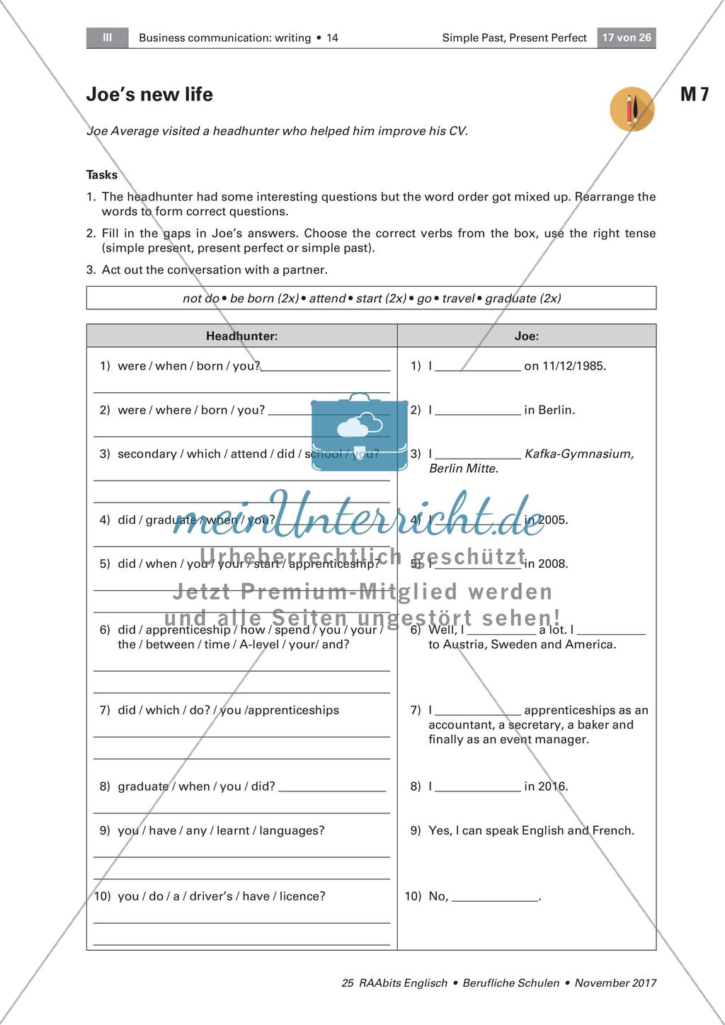 Grammar: Unterscheidung Simple past und Present perfect - Dreifach differenziert Preview 2