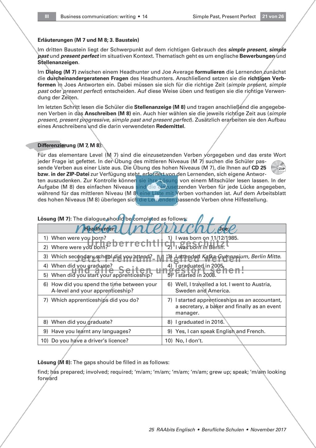 Grammar: Unterscheidung Simple past und Present perfect - Dreifach differenziert Preview 6