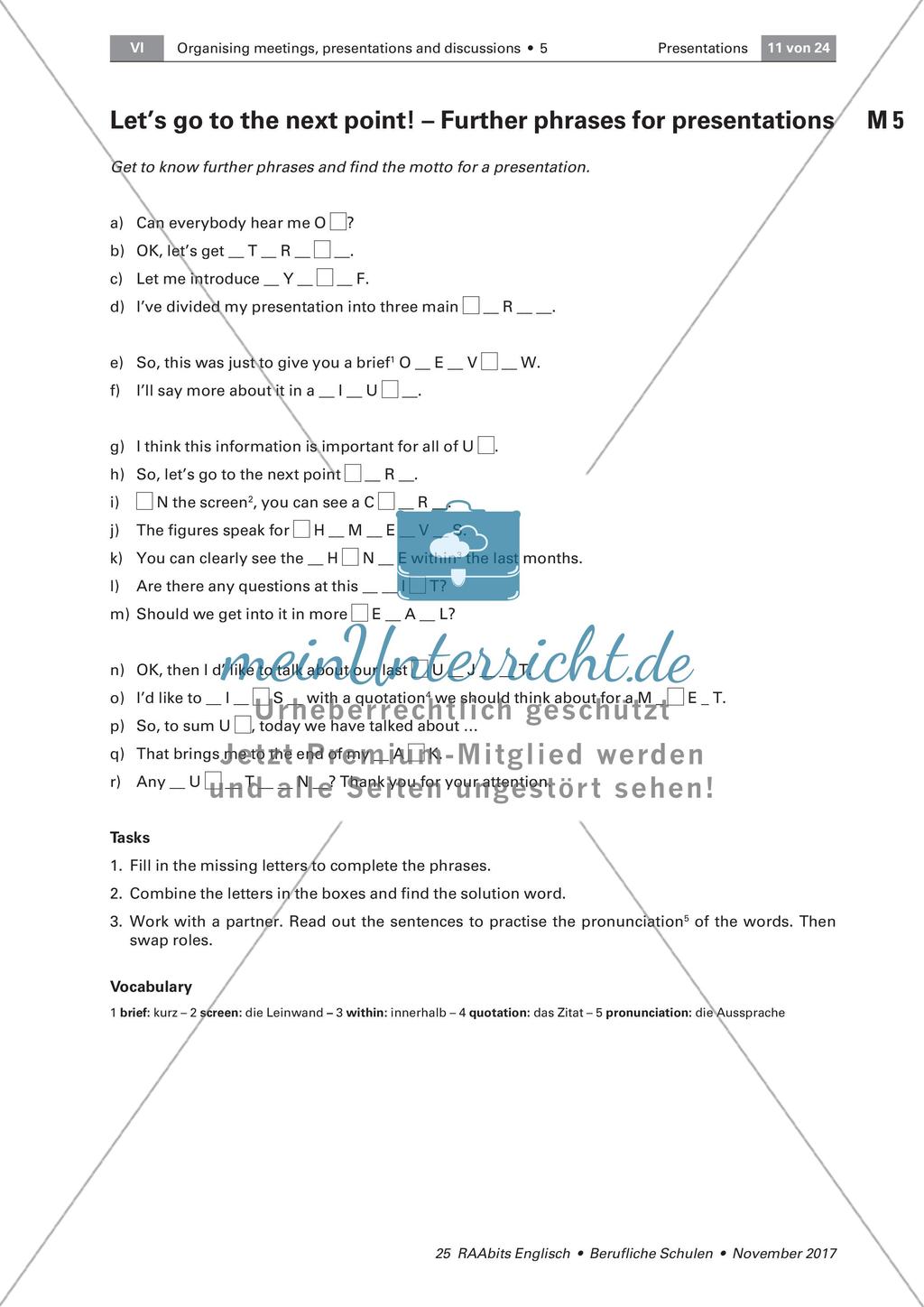 Giving a presentation: Useful phrases Preview 2