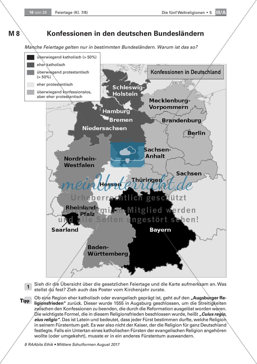 Die Feiertage in den Bundesländern Preview 1